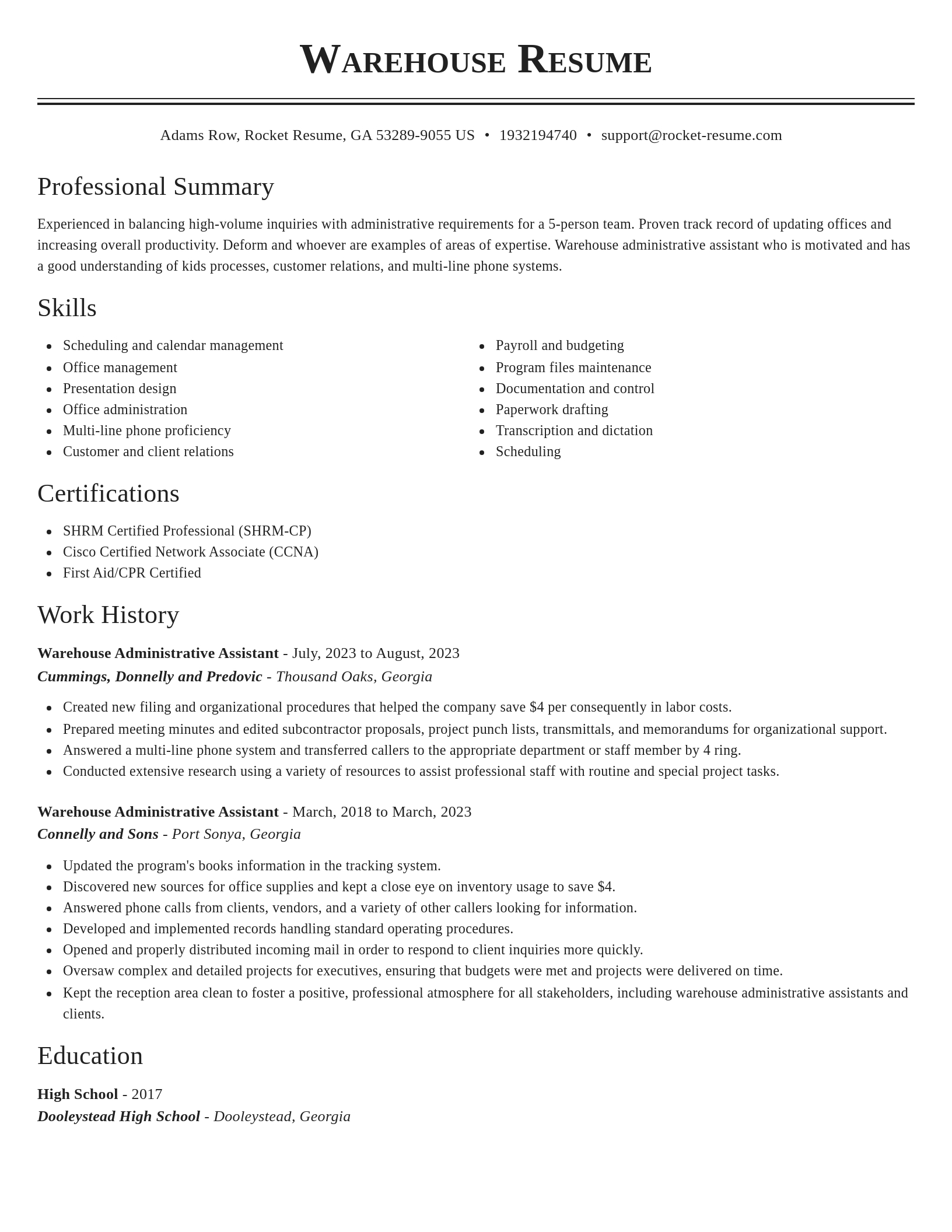 Classic resume template