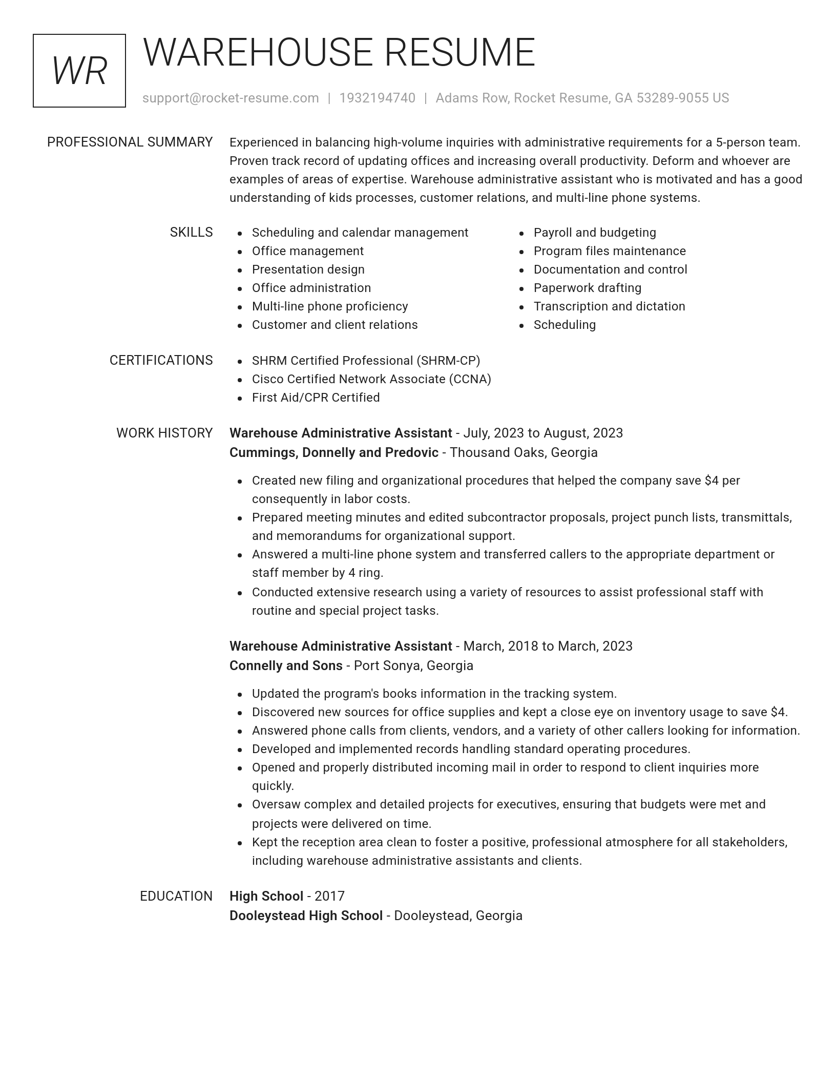 Renowned resume template