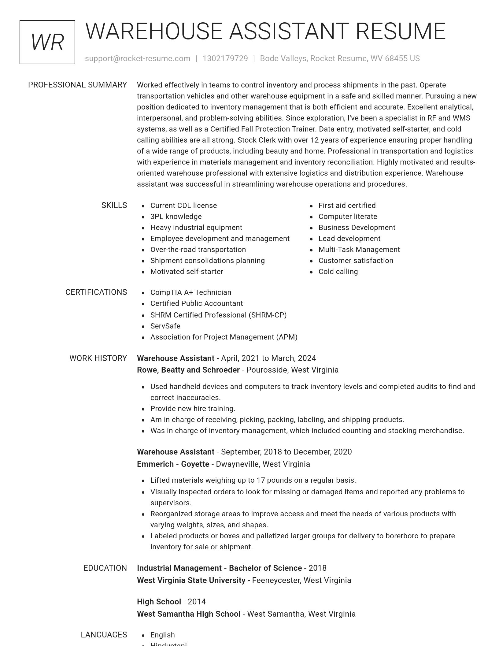 Renowned resume template
