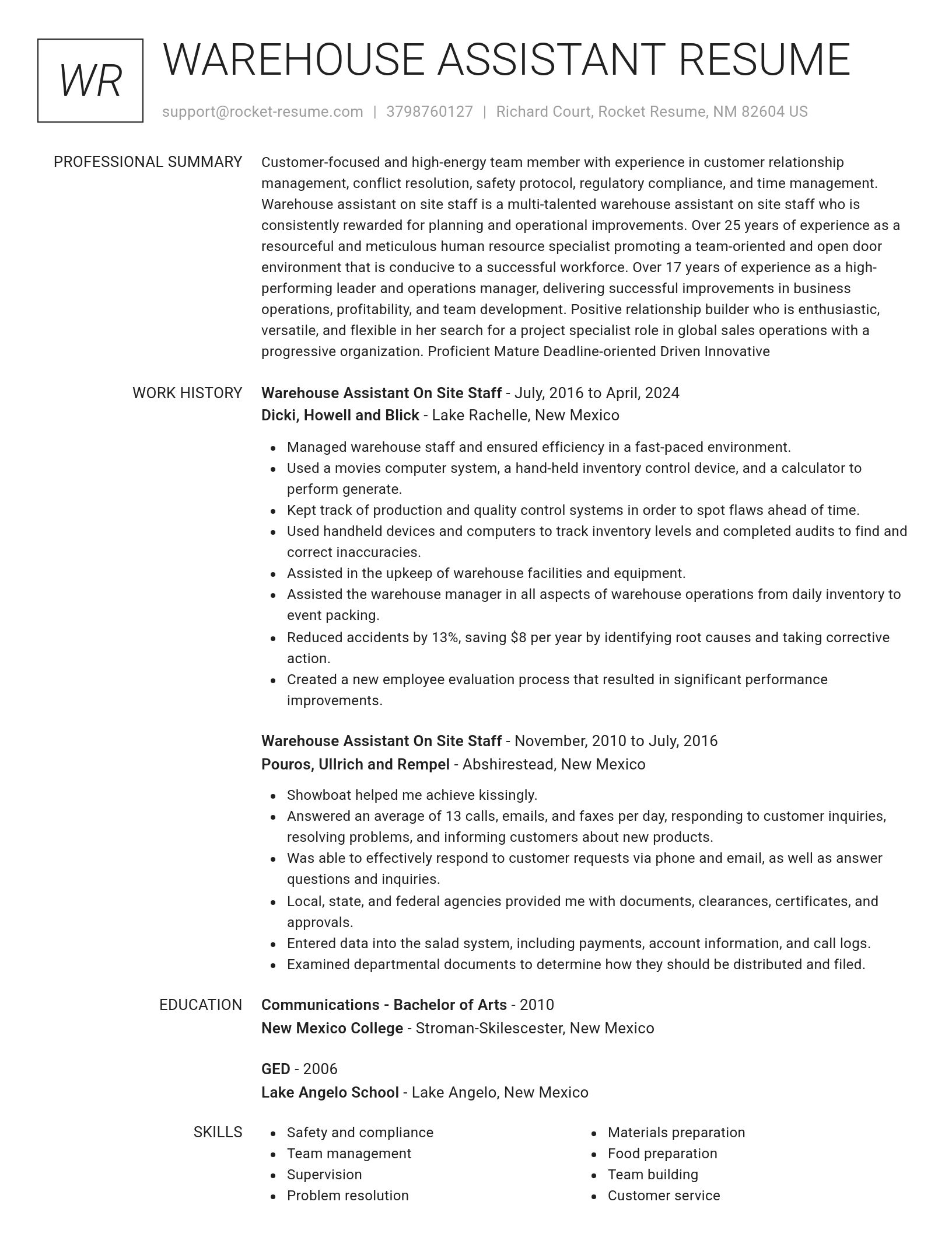 Renowned resume template