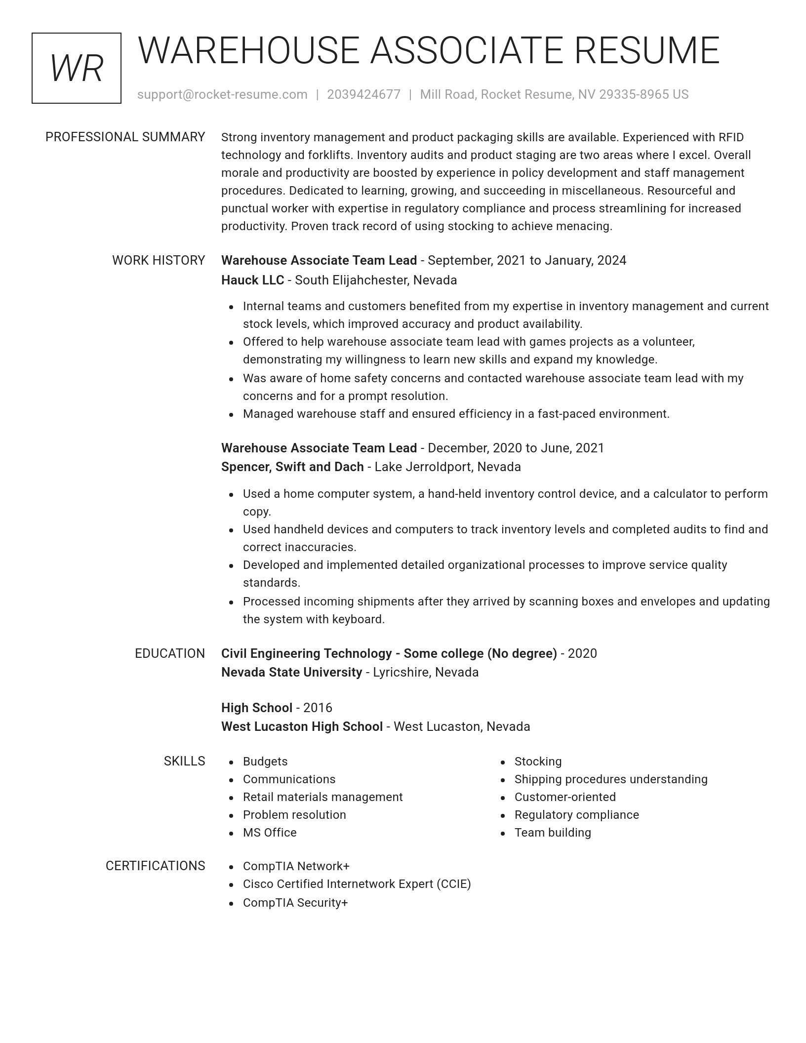 Renowned resume template