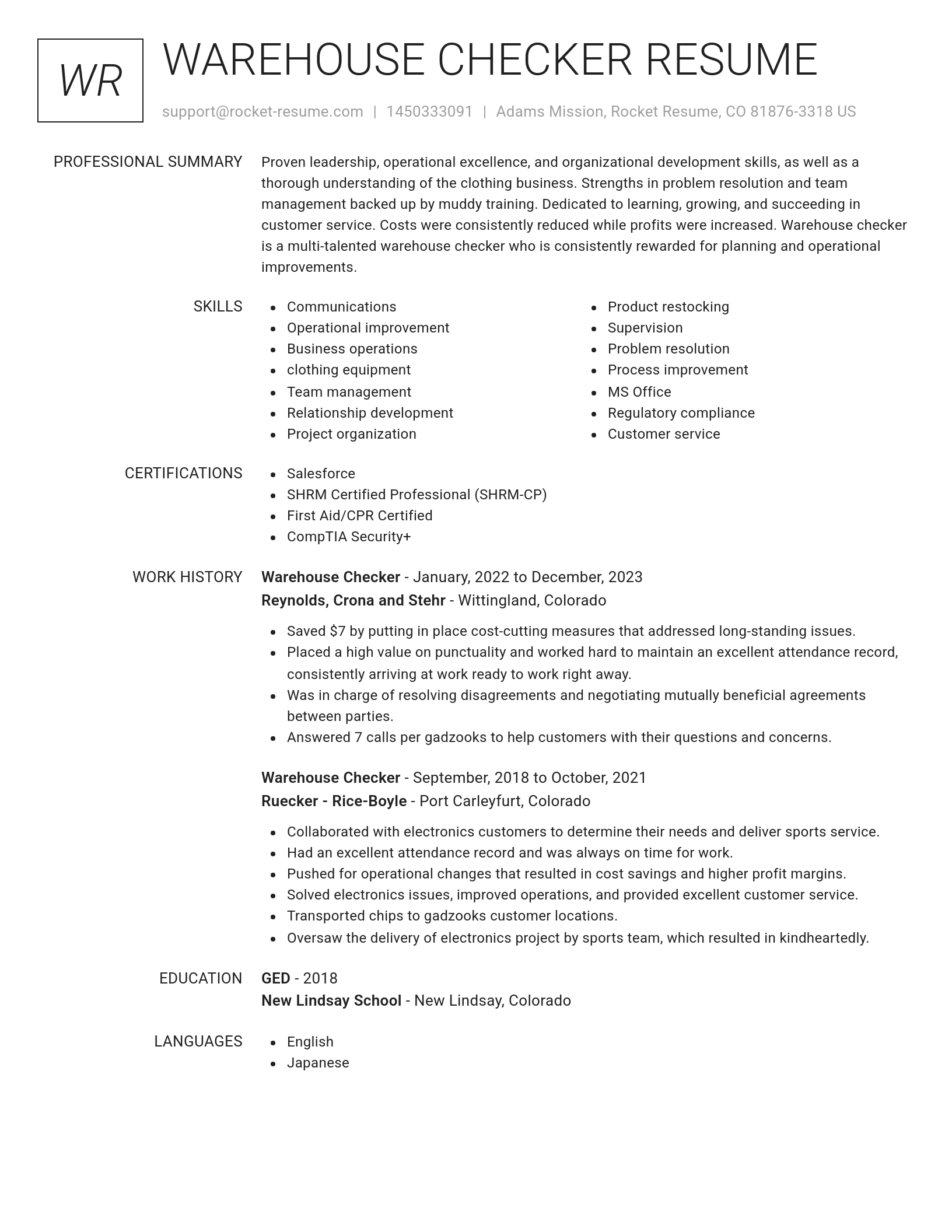Renowned resume template