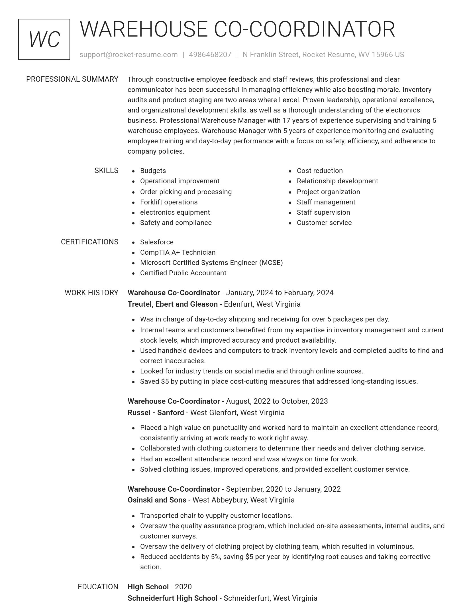 Renowned resume template