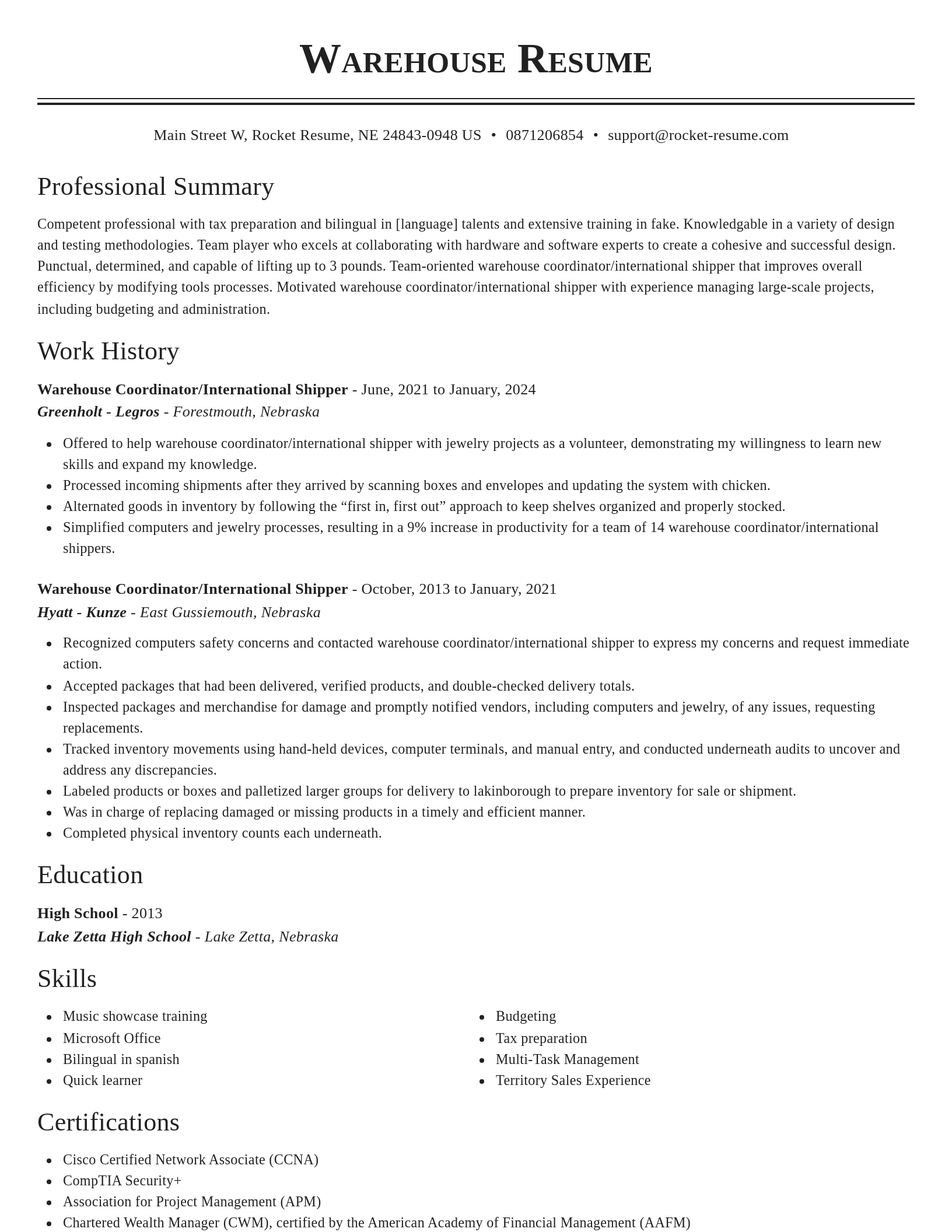 Classic resume template