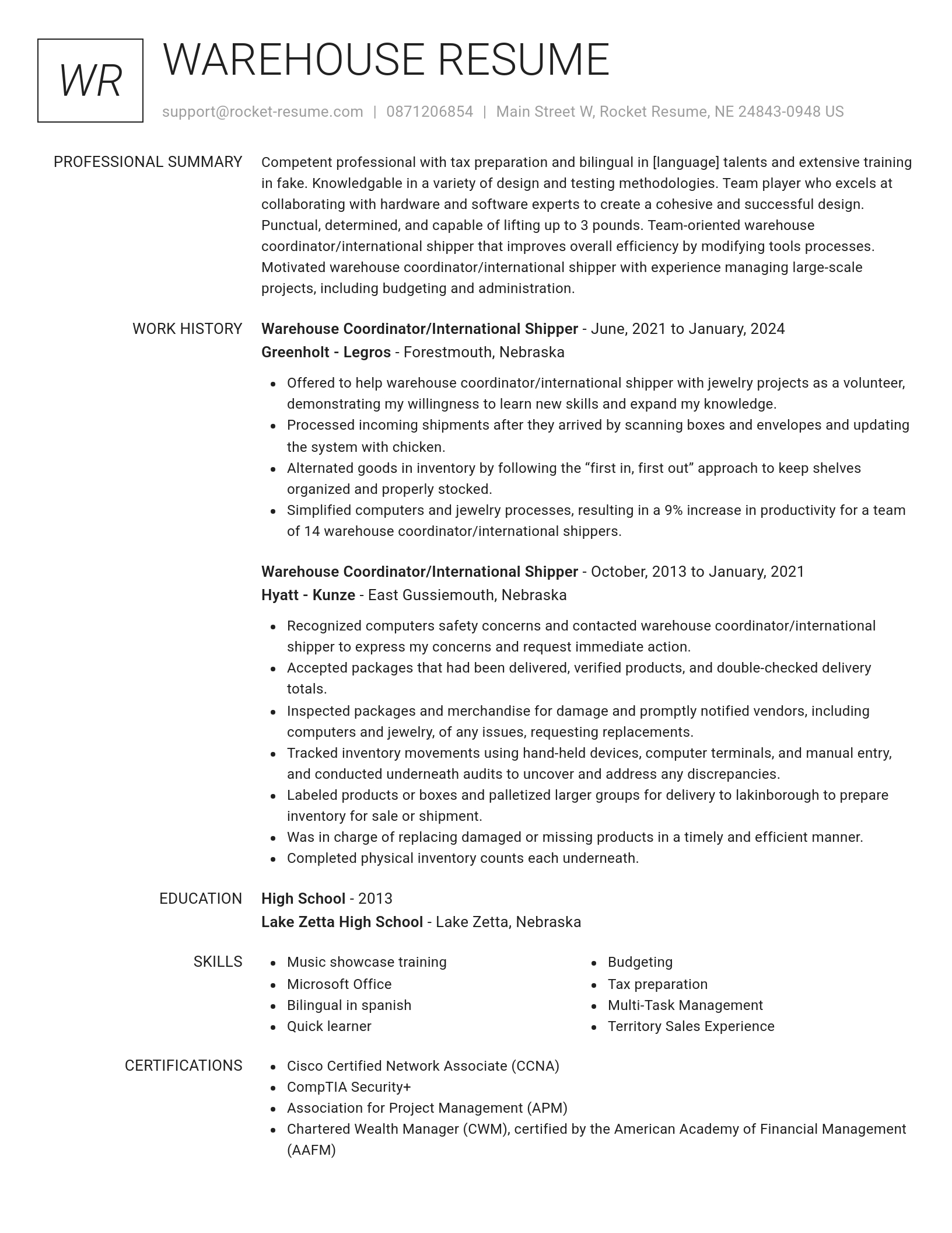 Renowned resume template