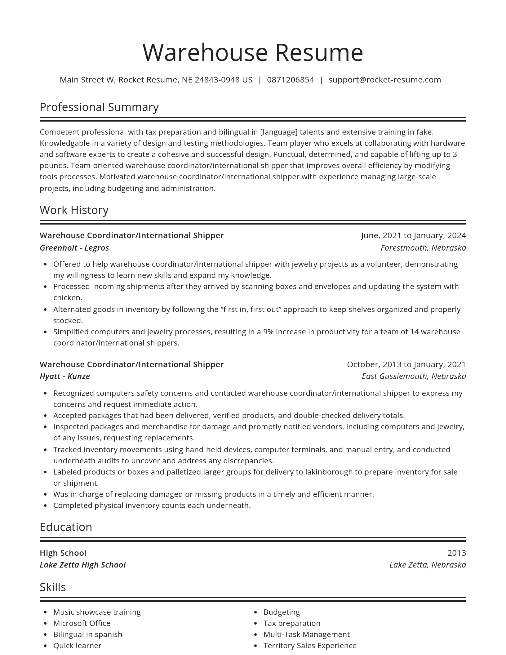 Spotlight resume template