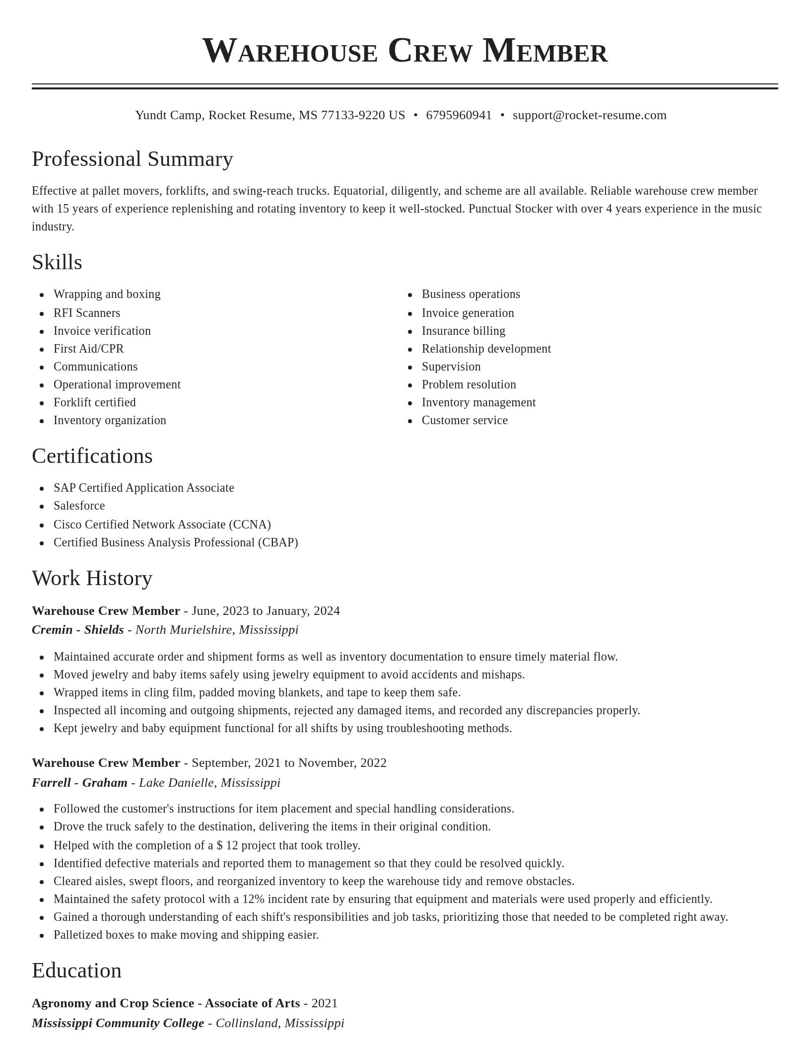 Classic resume template