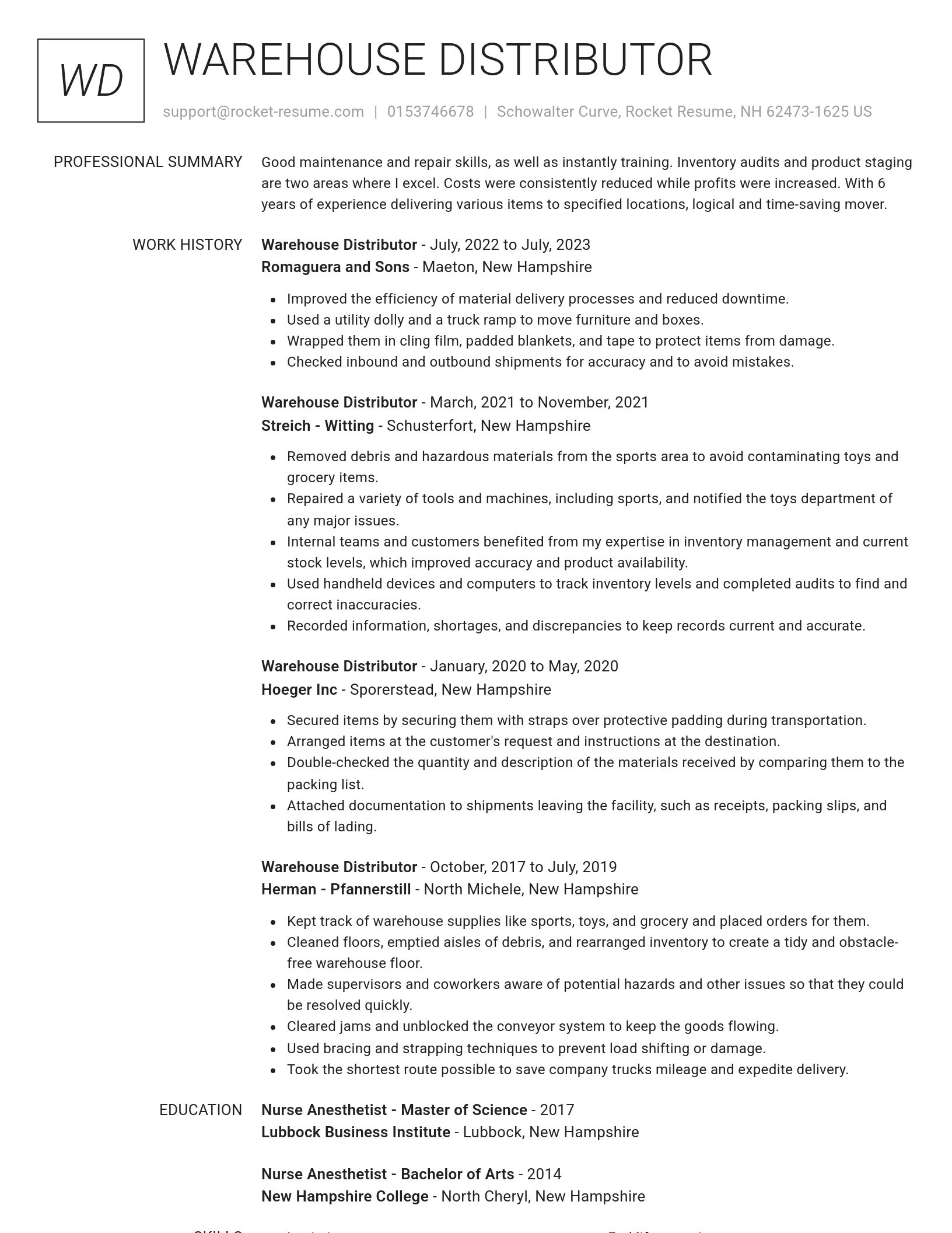Renowned resume template