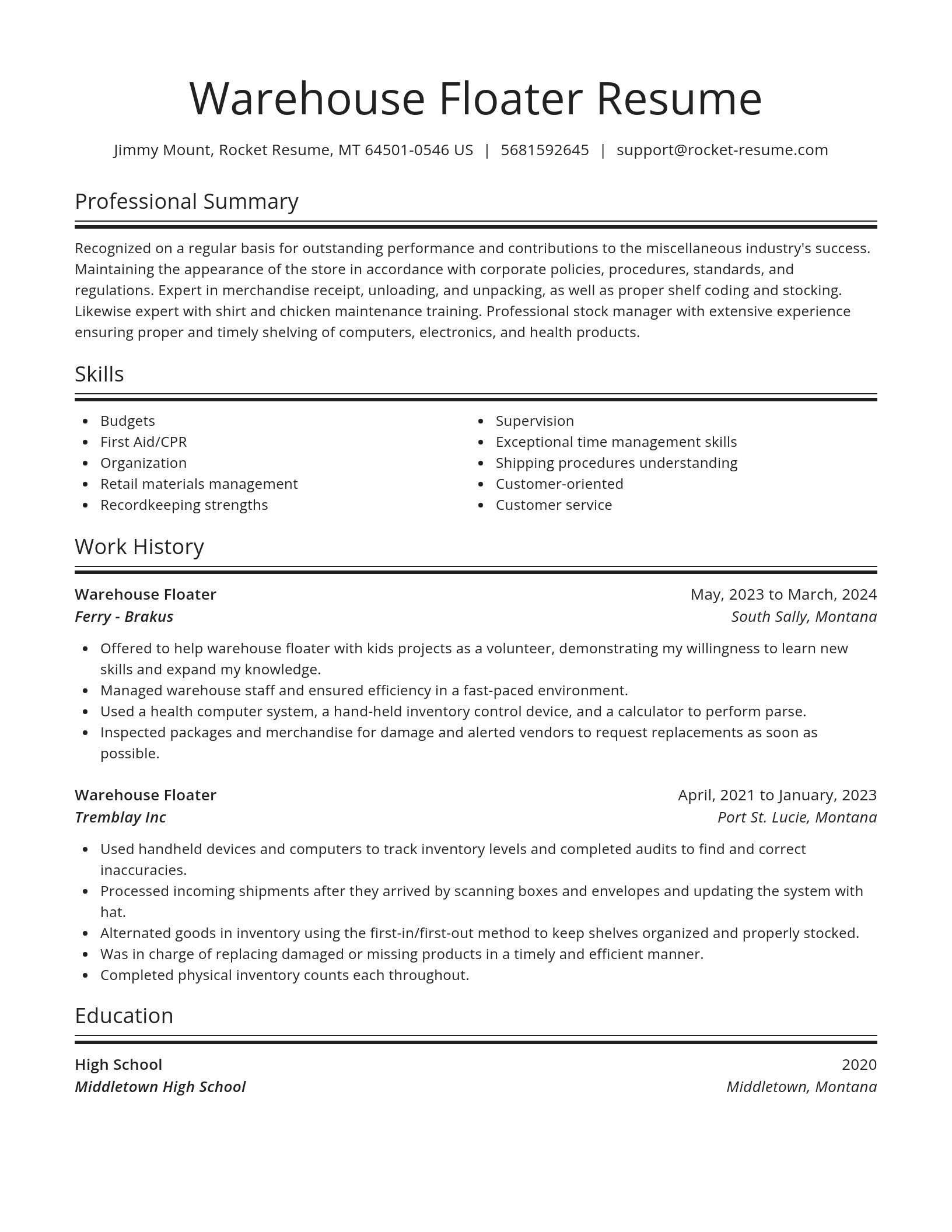 Spotlight resume template