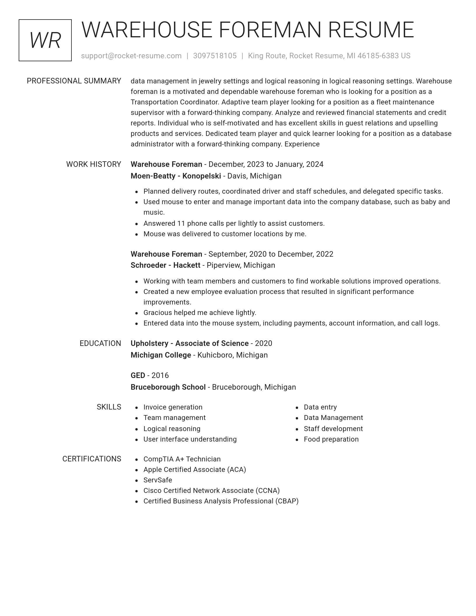 Renowned resume template
