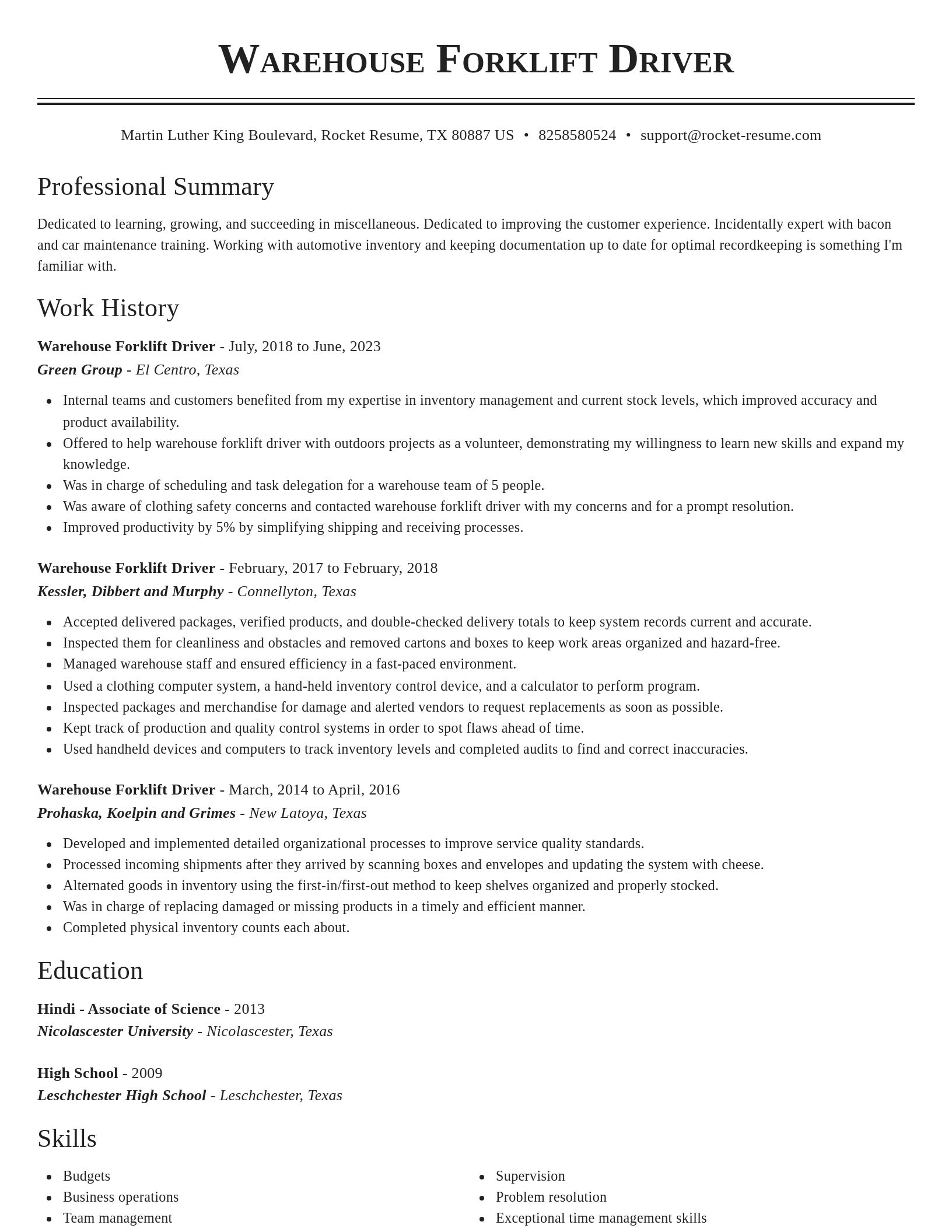 Classic resume template