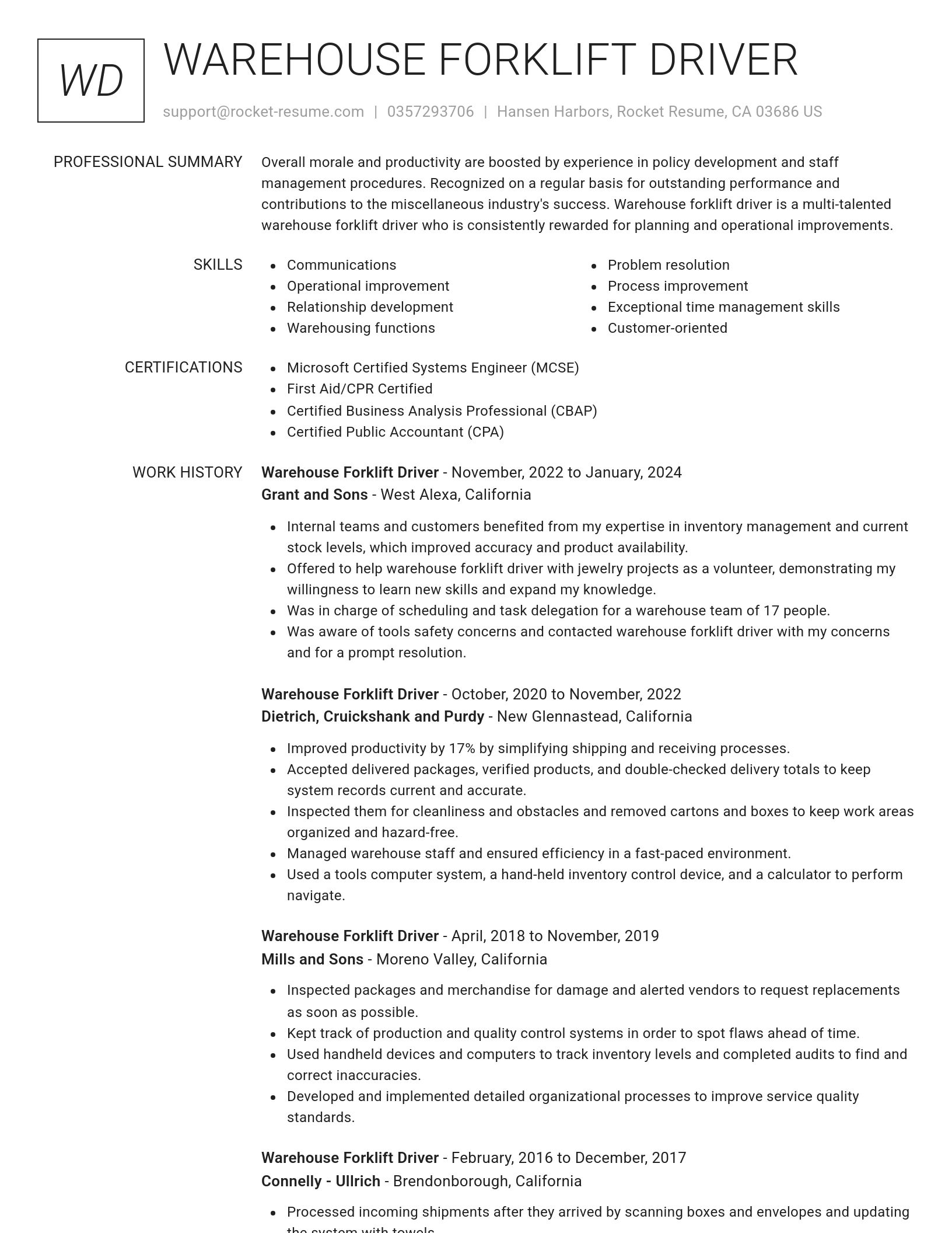 Renowned resume template