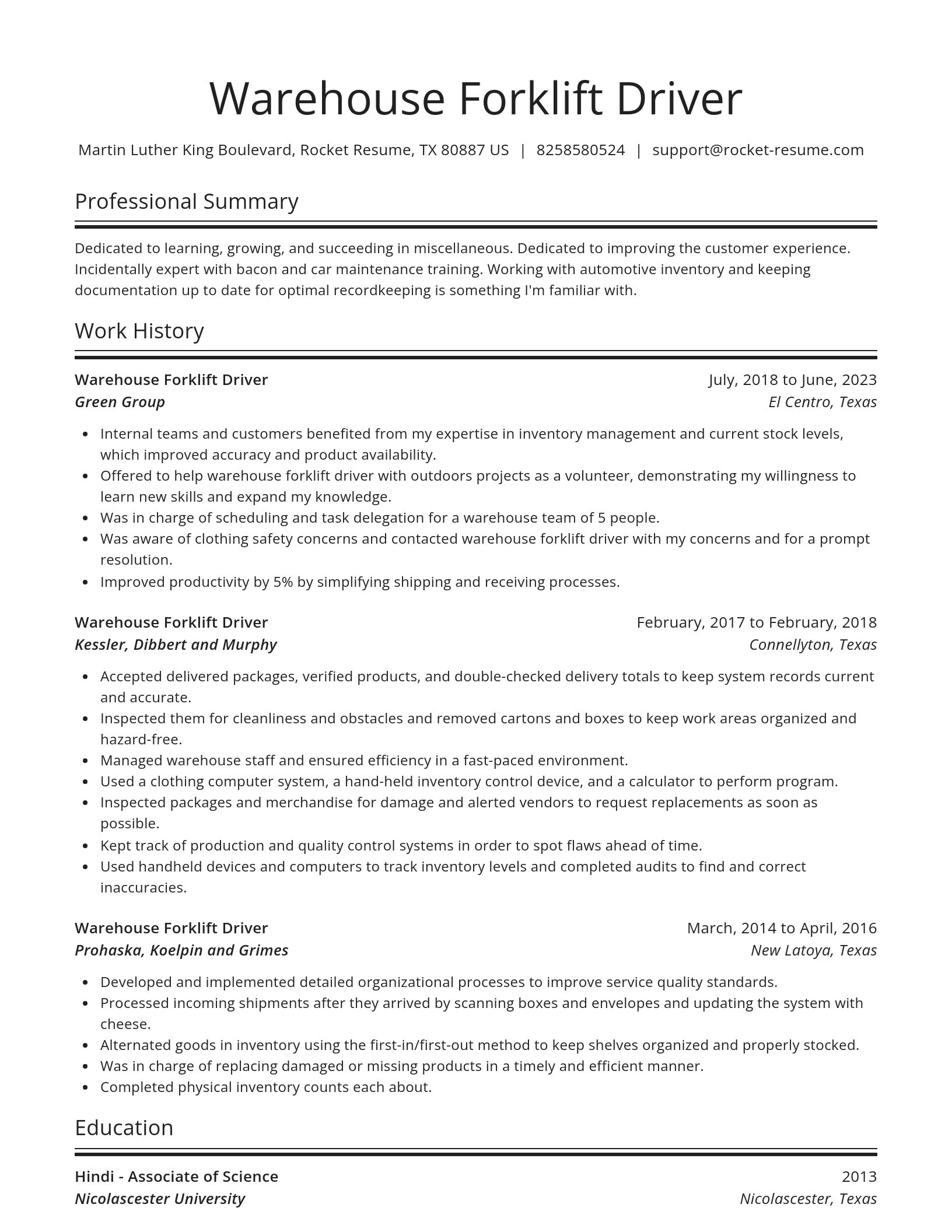 Spotlight resume template