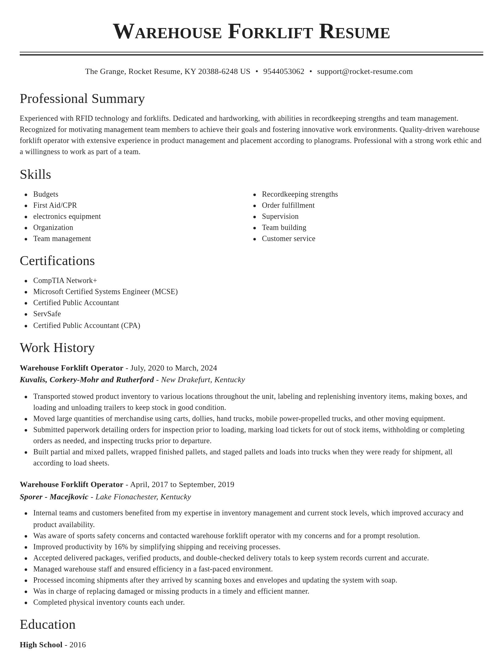 Classic resume template
