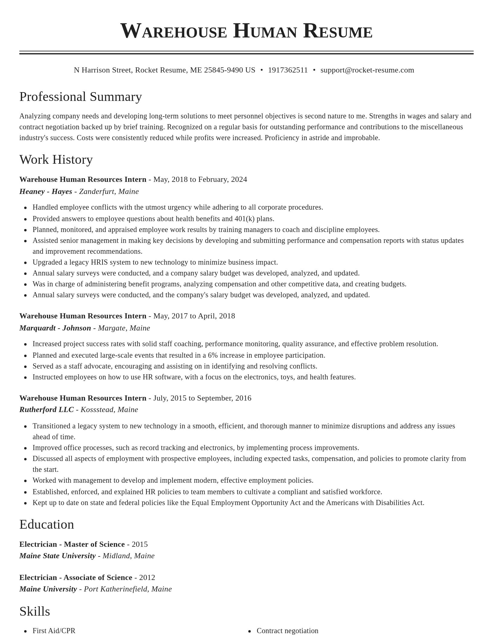 Classic resume template