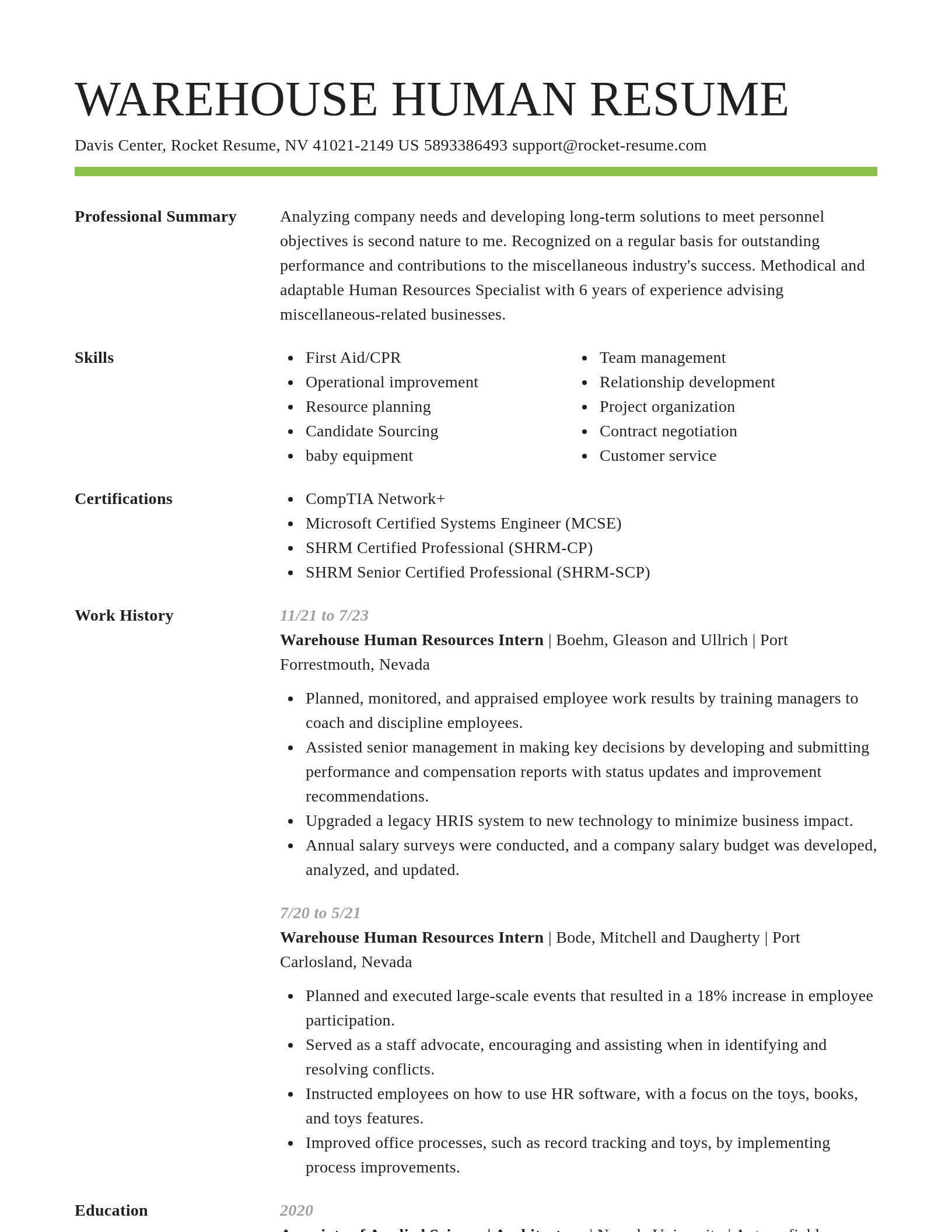 Smart resume template