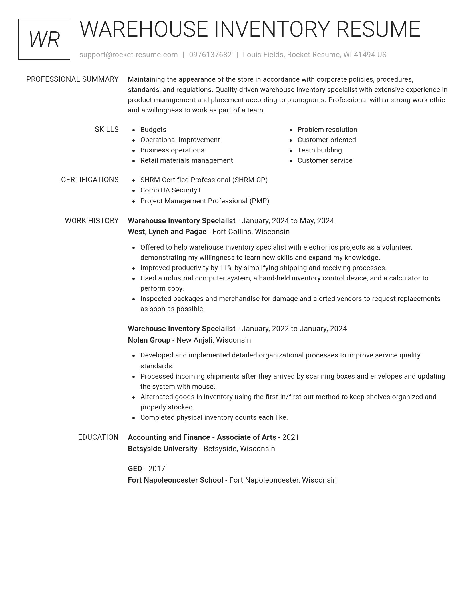Renowned resume template