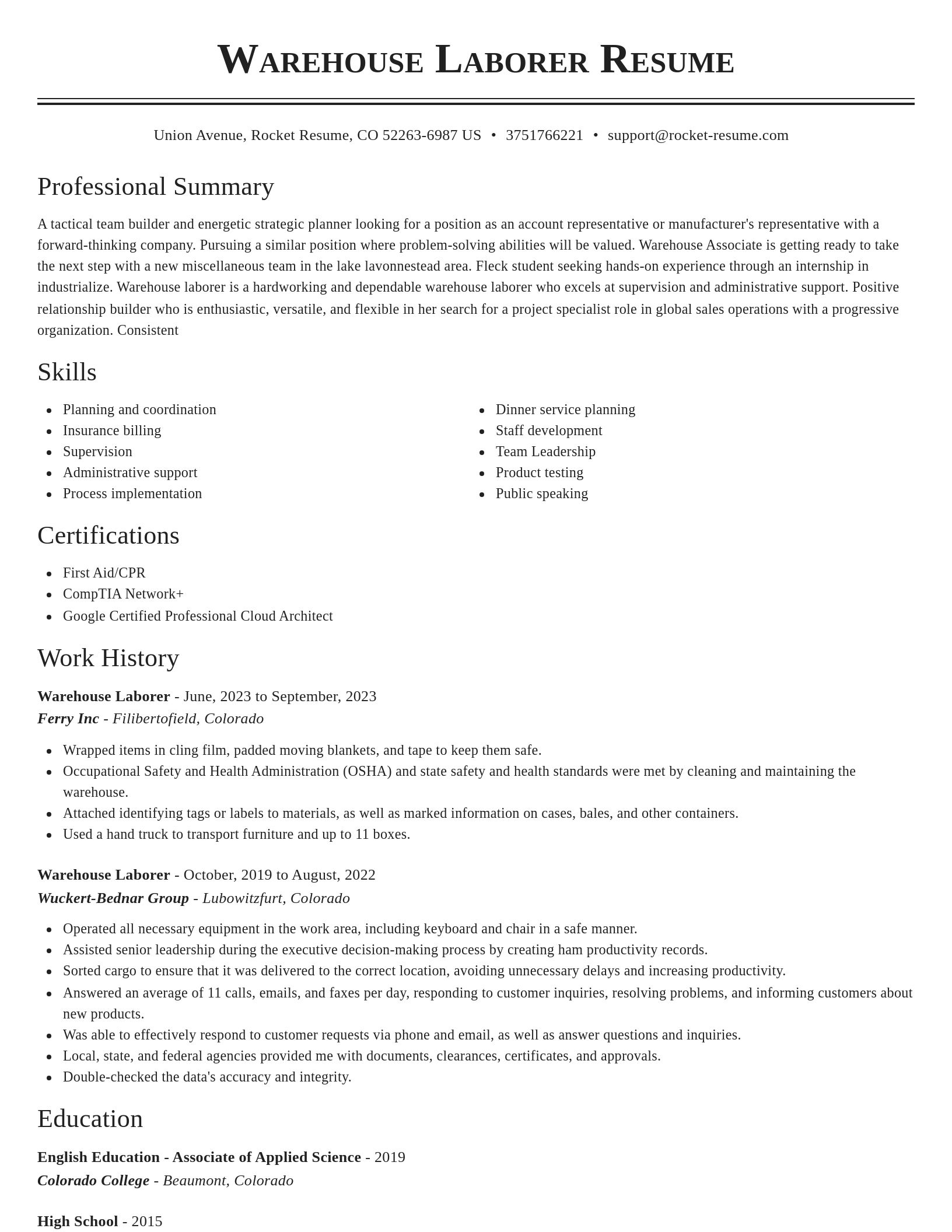 Classic resume template