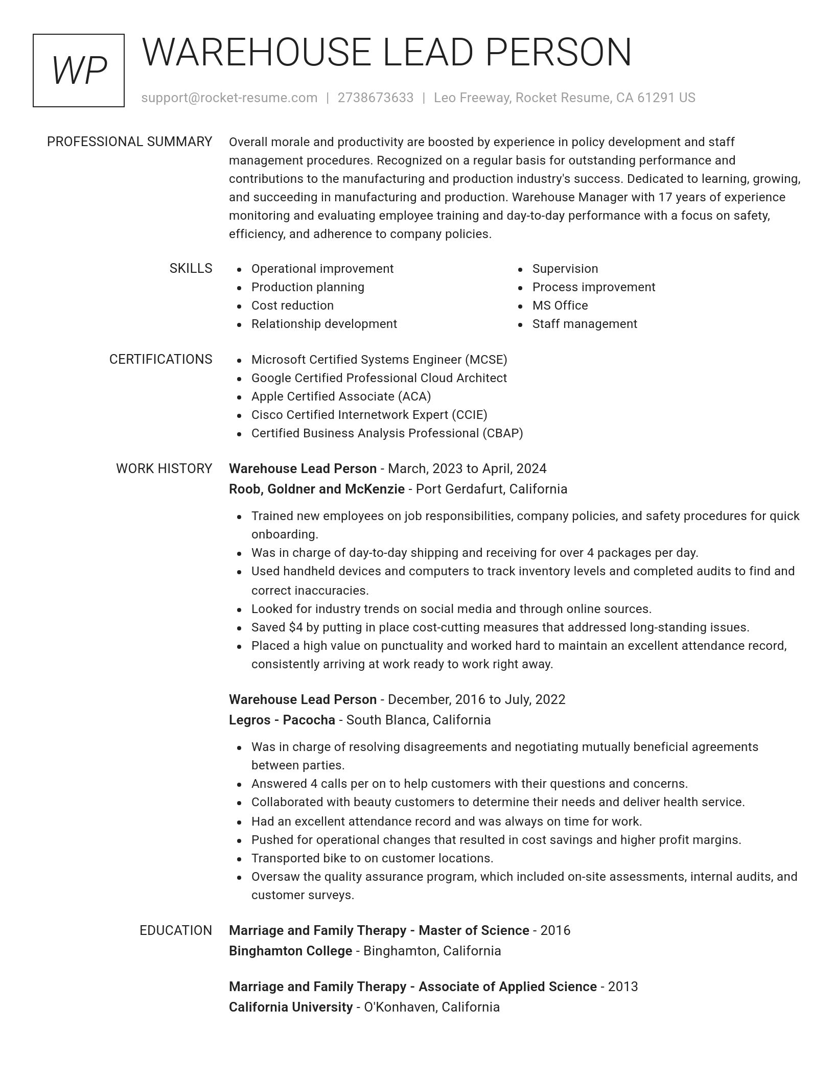 Renowned resume template