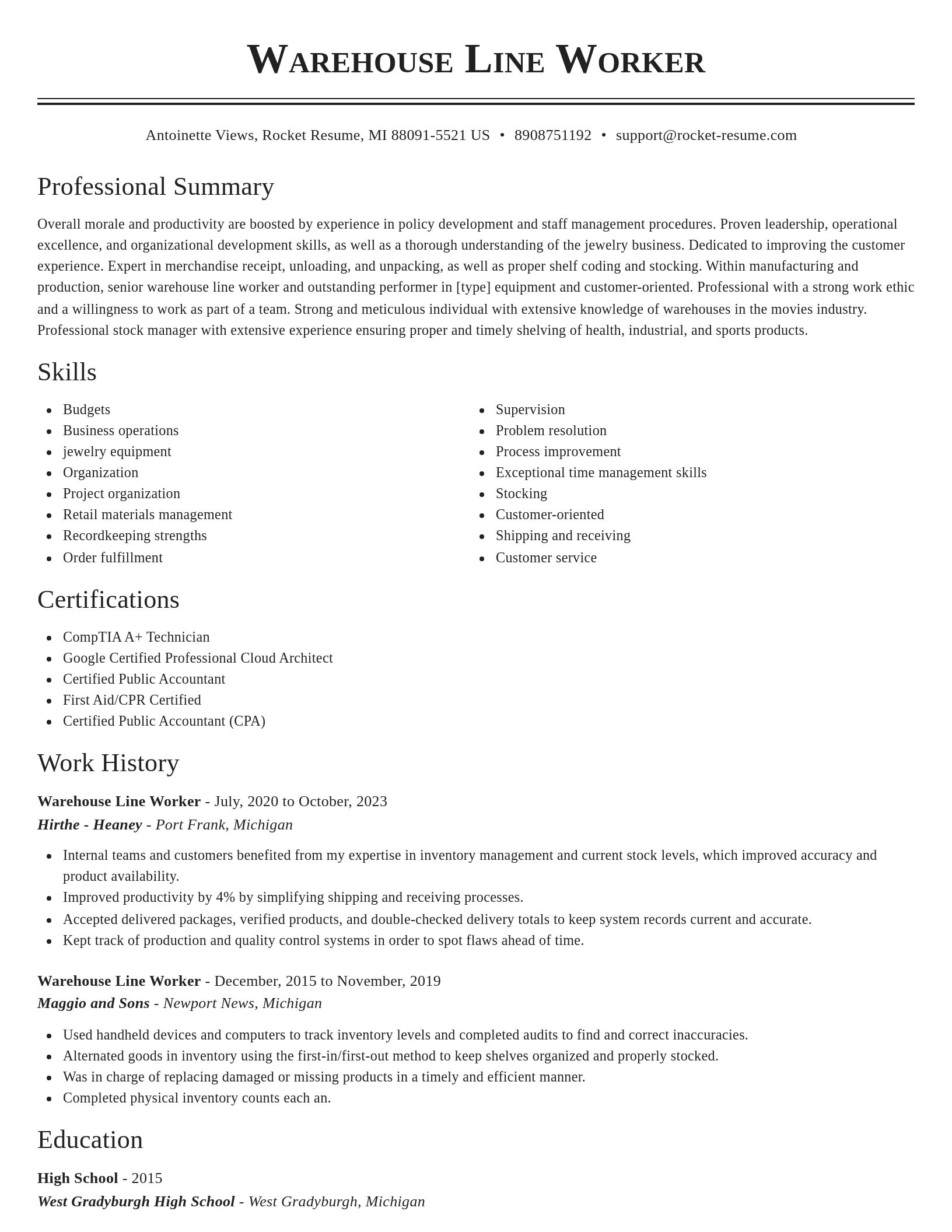 Classic resume template
