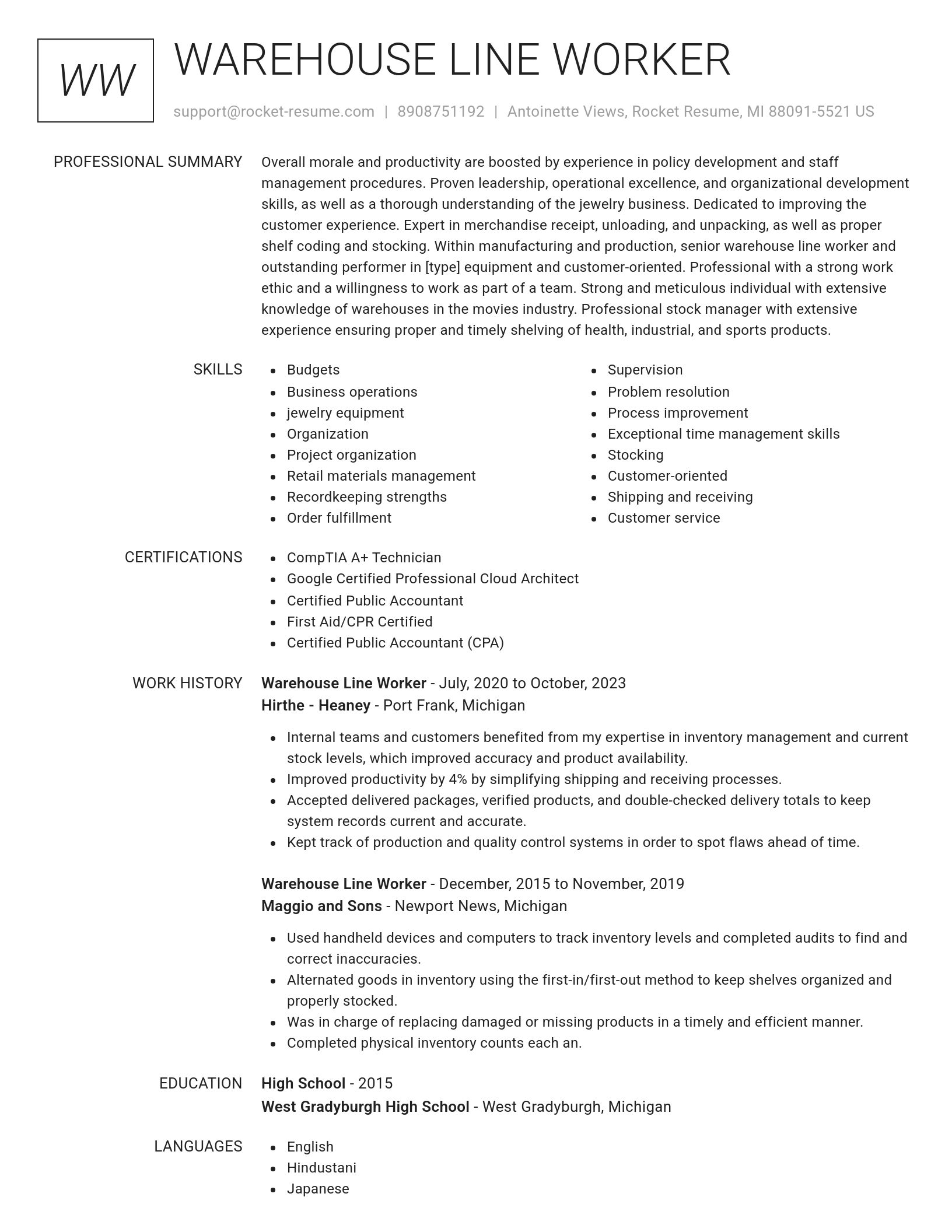 Renowned resume template