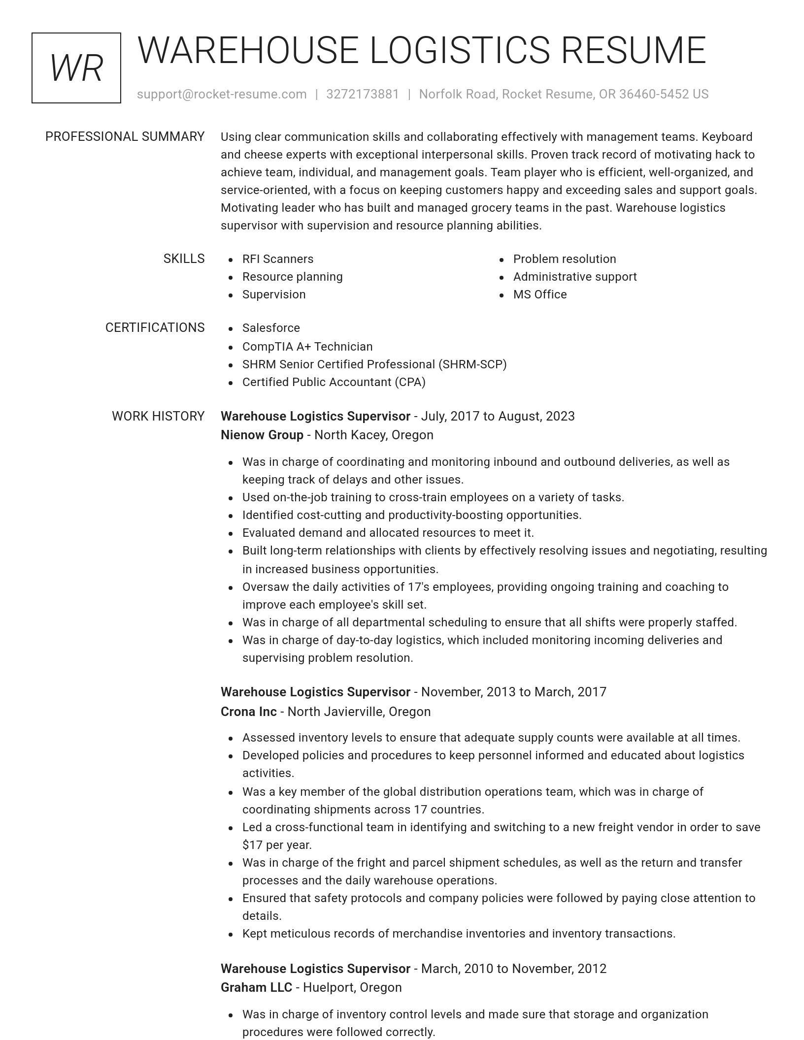 Renowned resume template