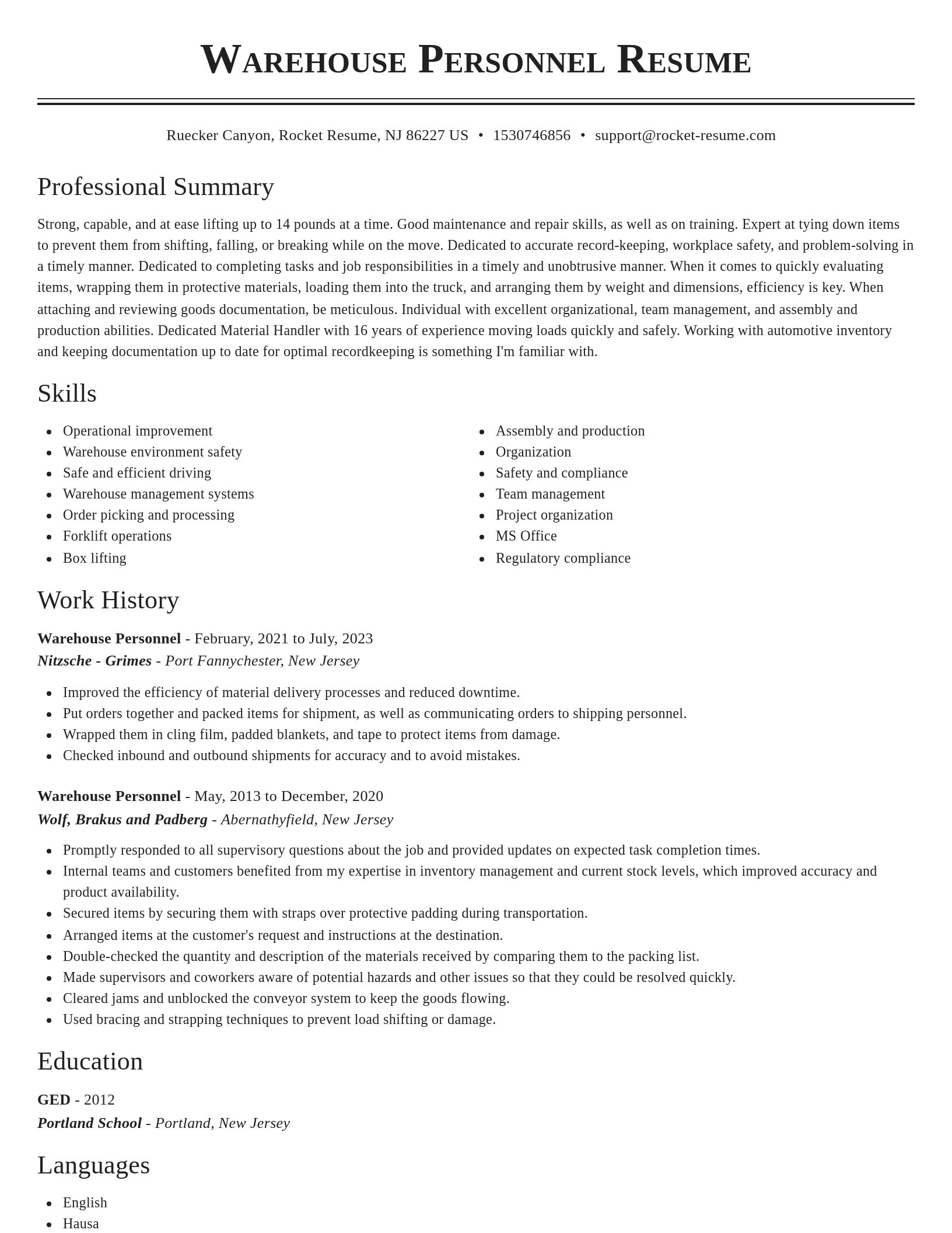 Classic resume template
