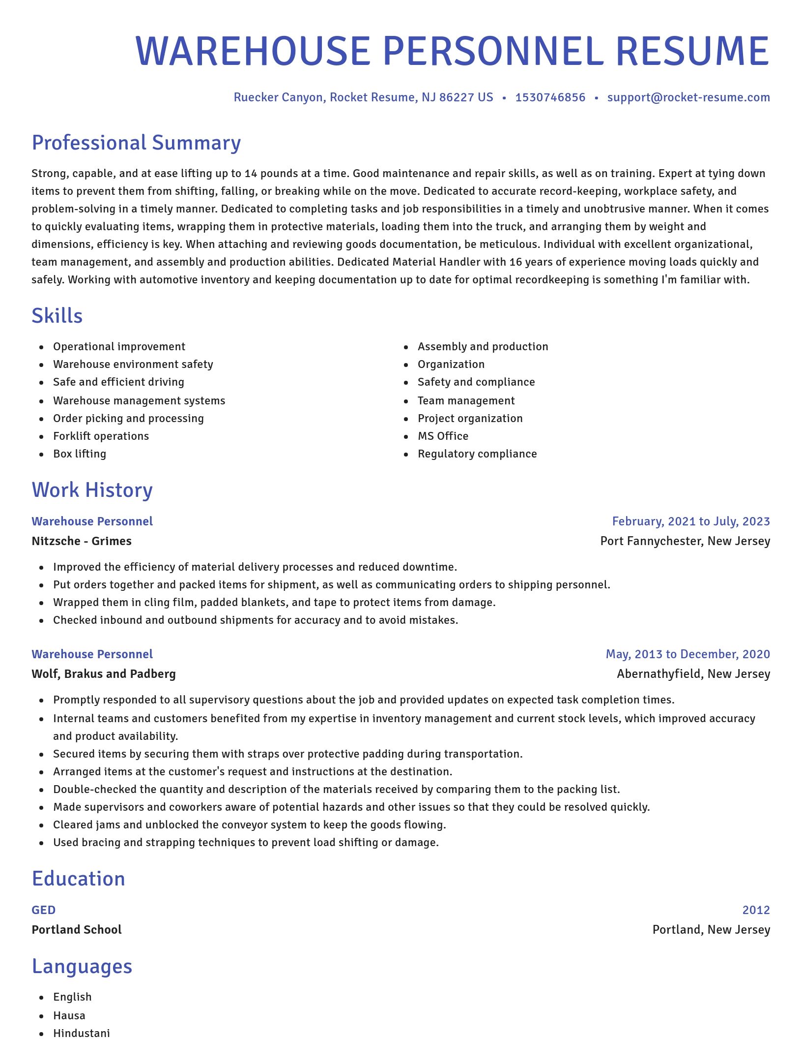 Novel resume template