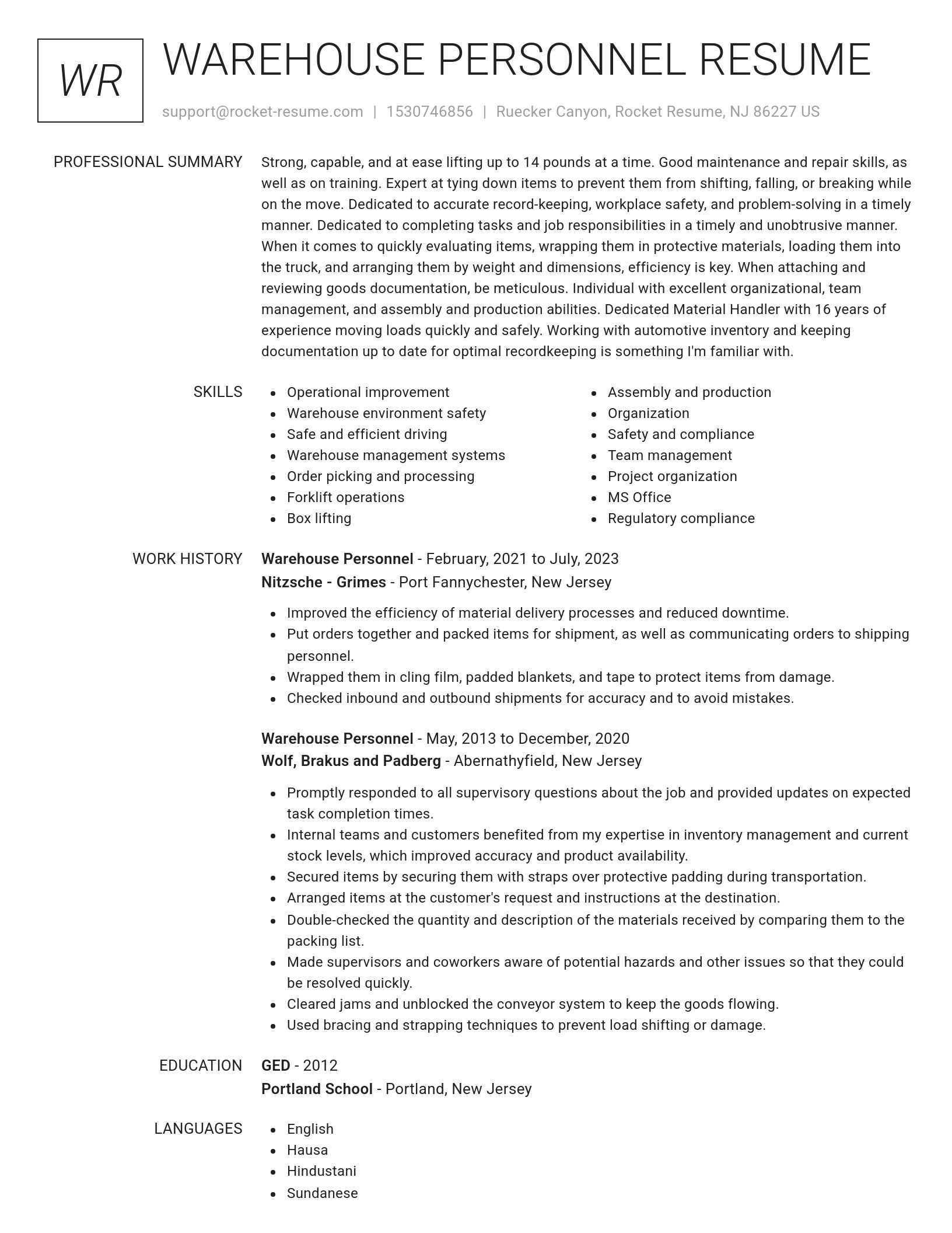 Renowned resume template