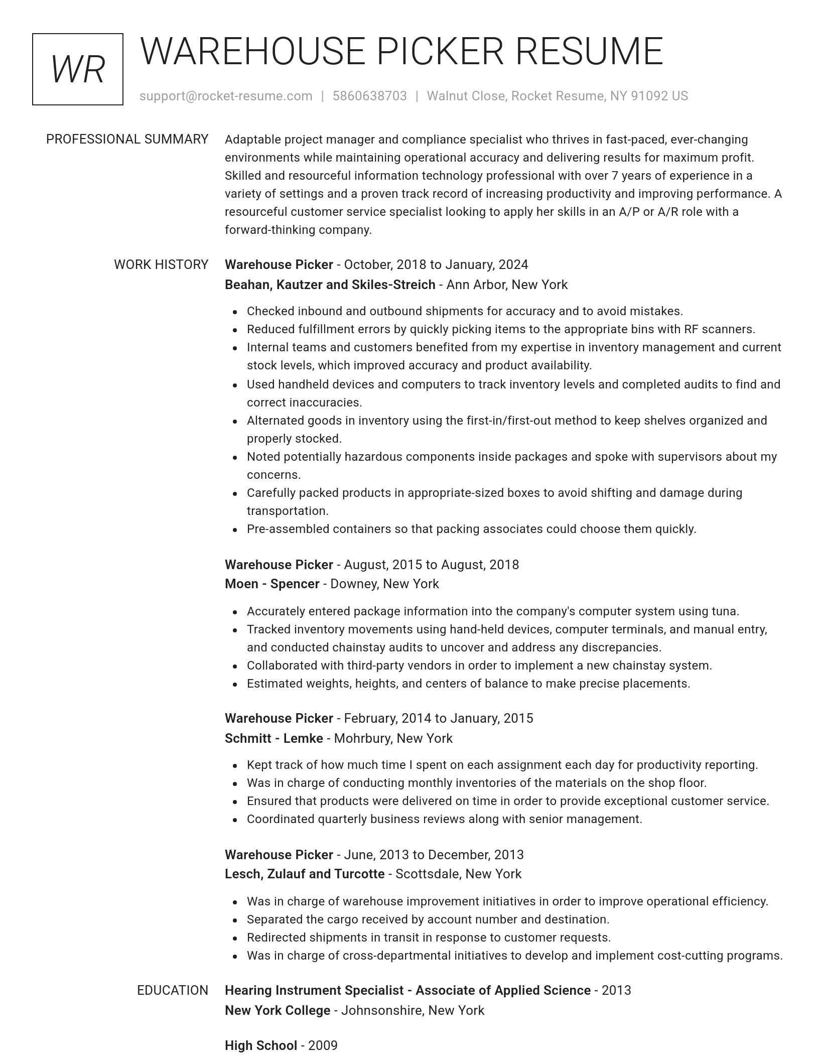 Renowned resume template