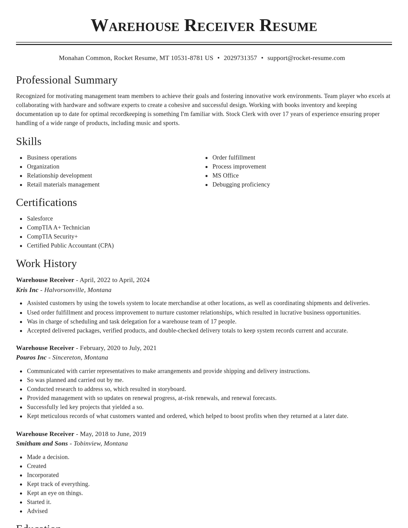 Classic resume template