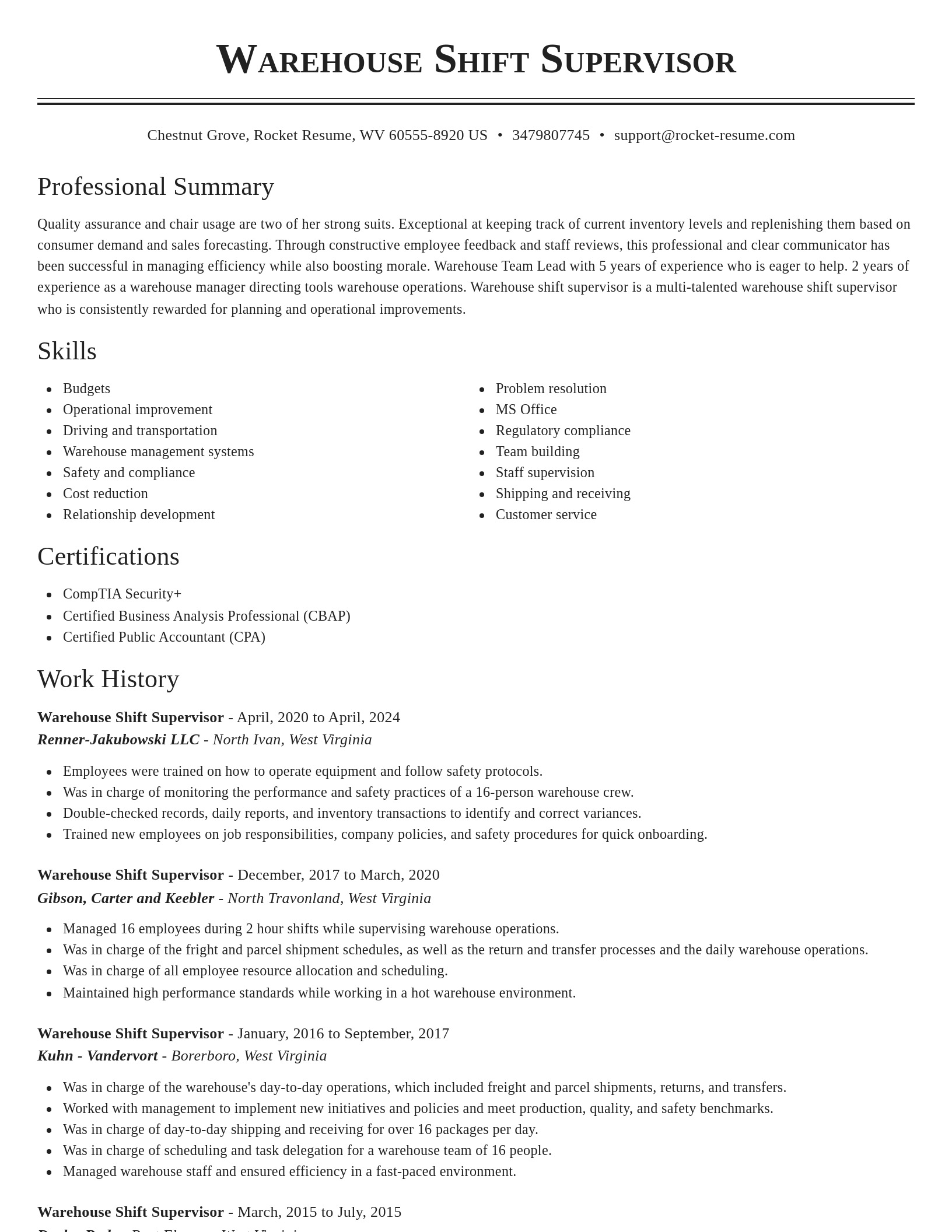 Classic resume template