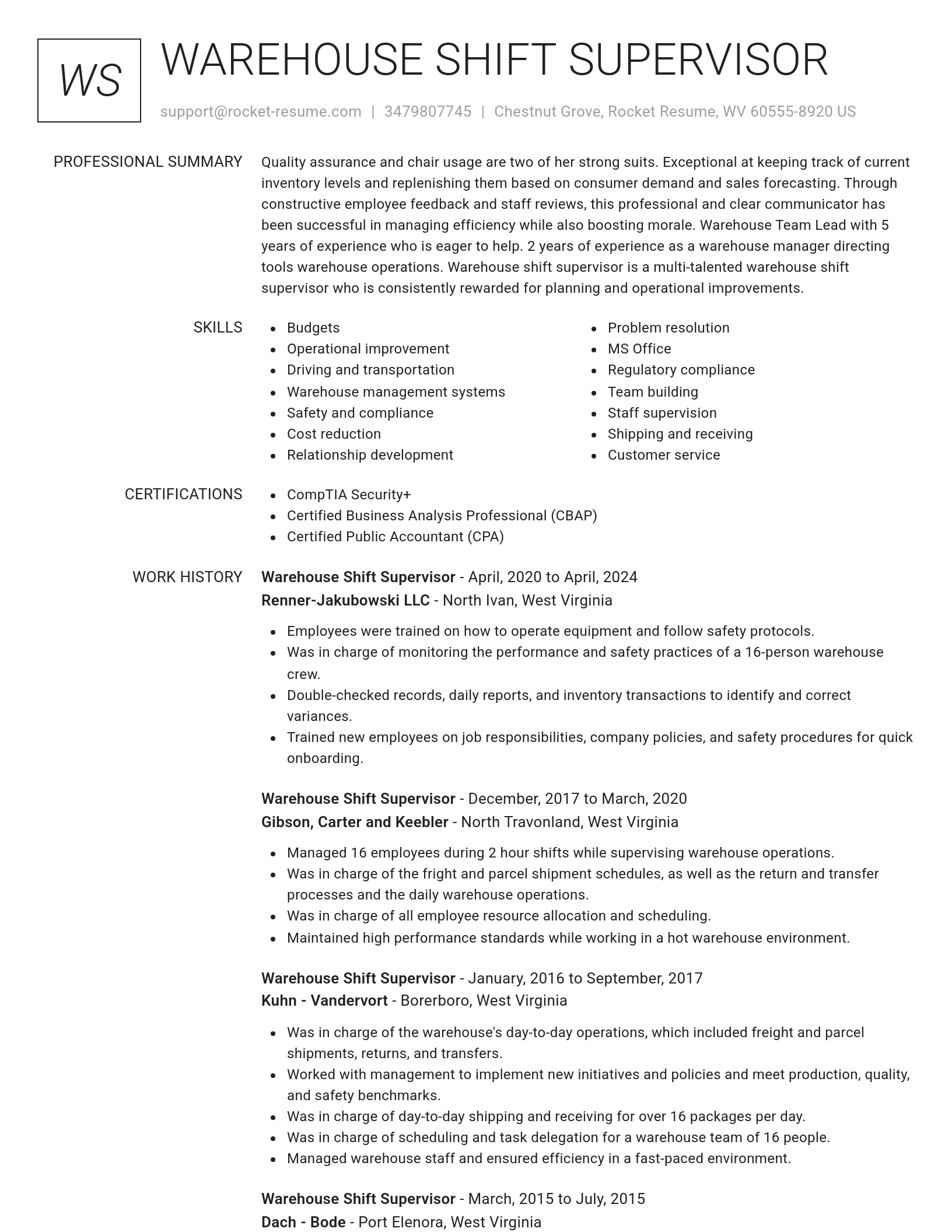 Renowned resume template