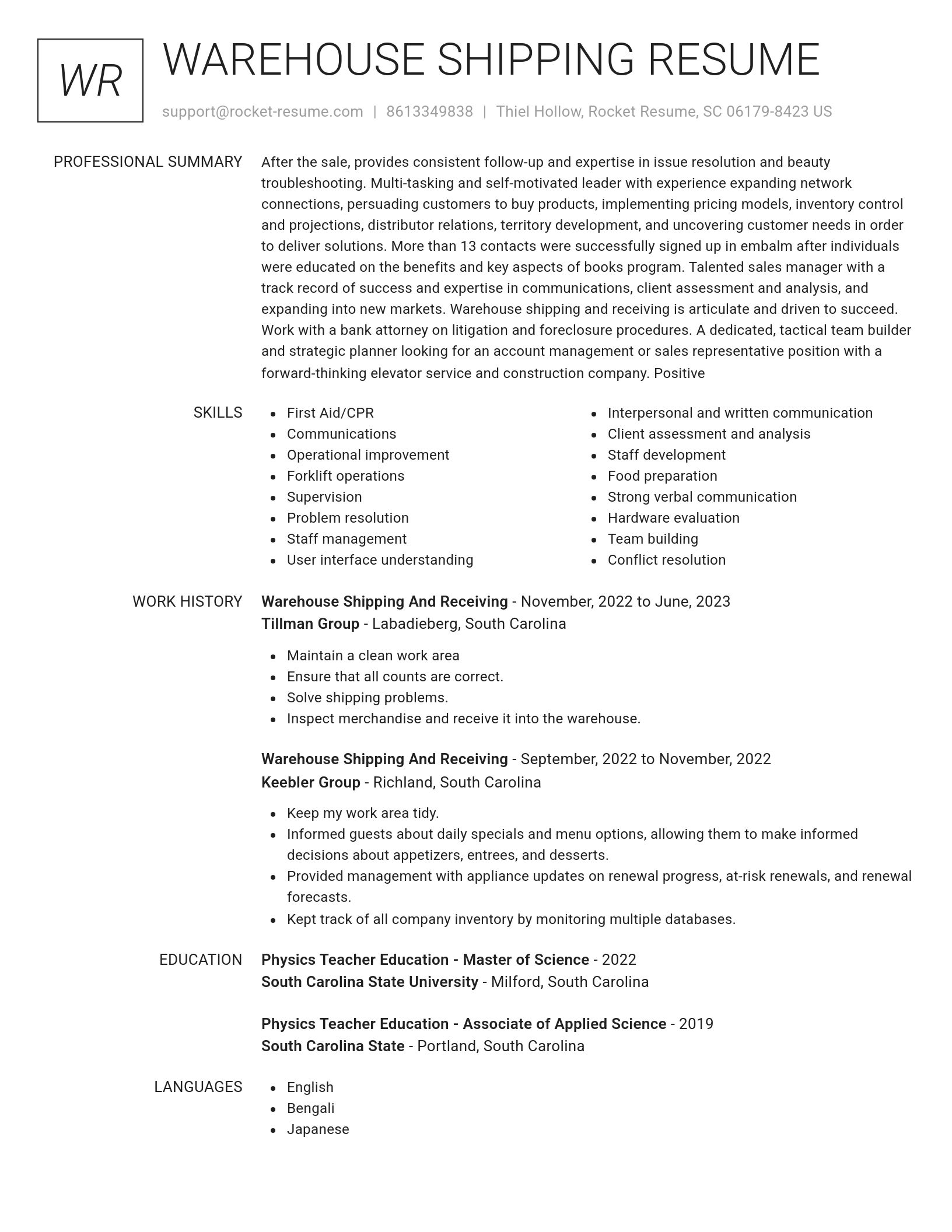 Renowned resume template