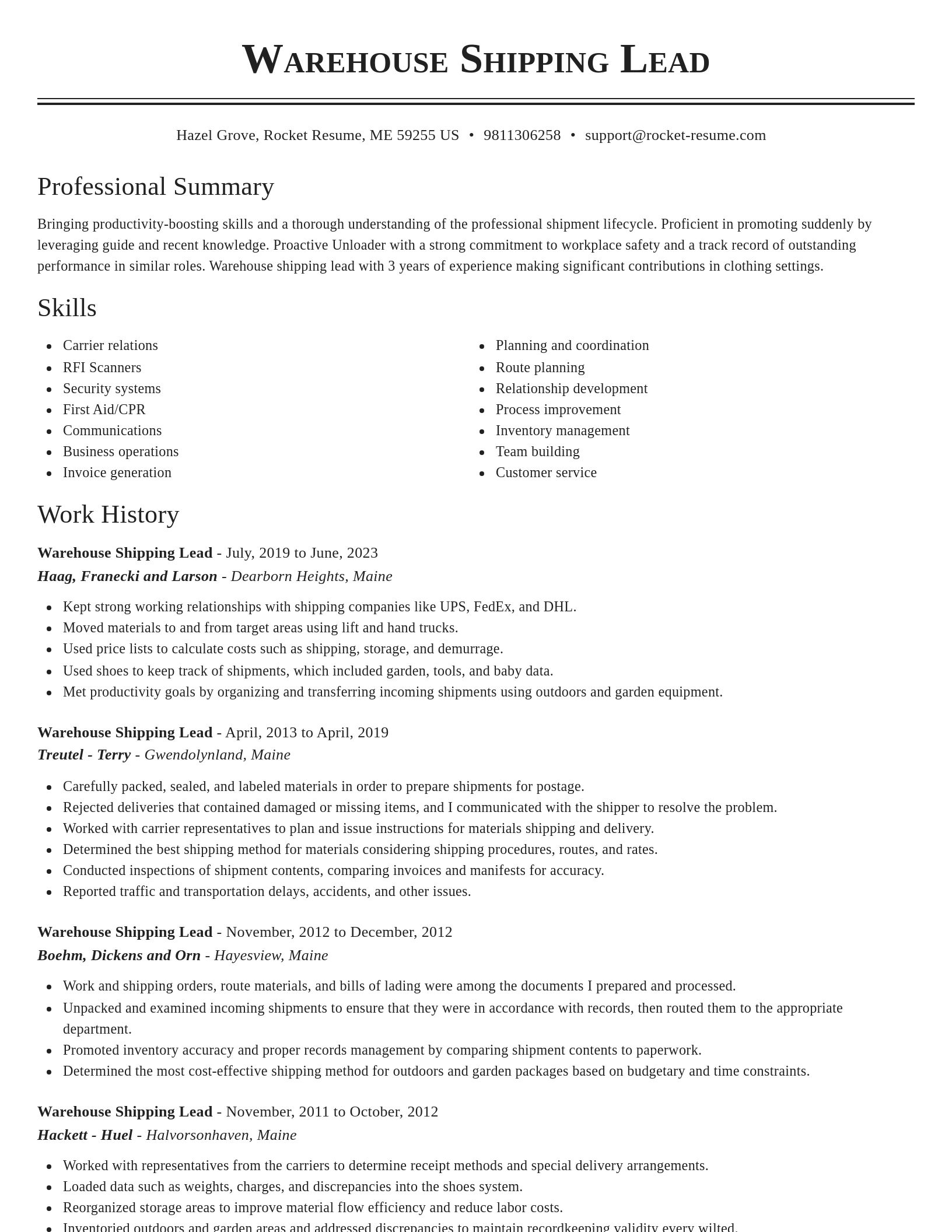 Classic resume template