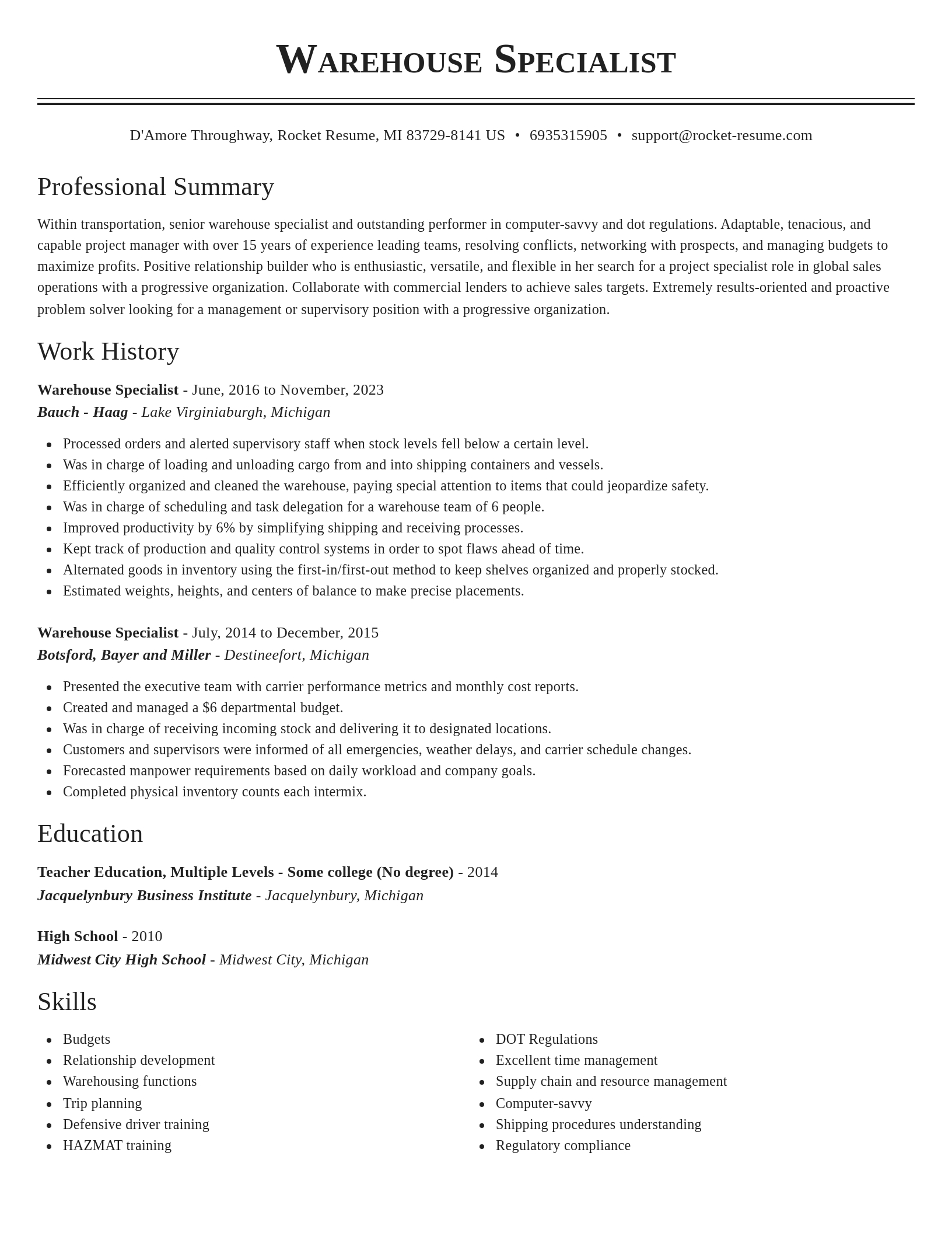 Classic resume template