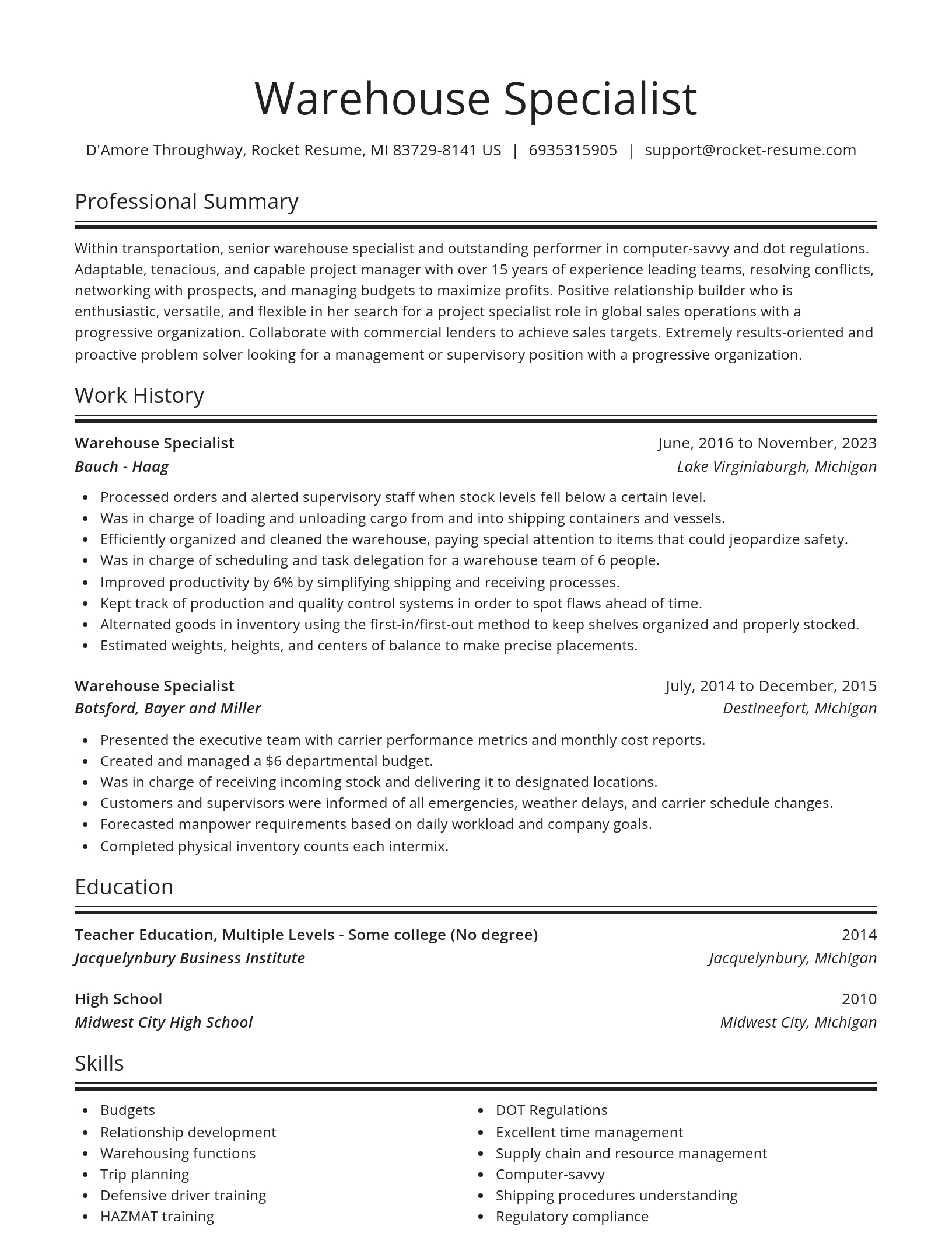 Spotlight resume template