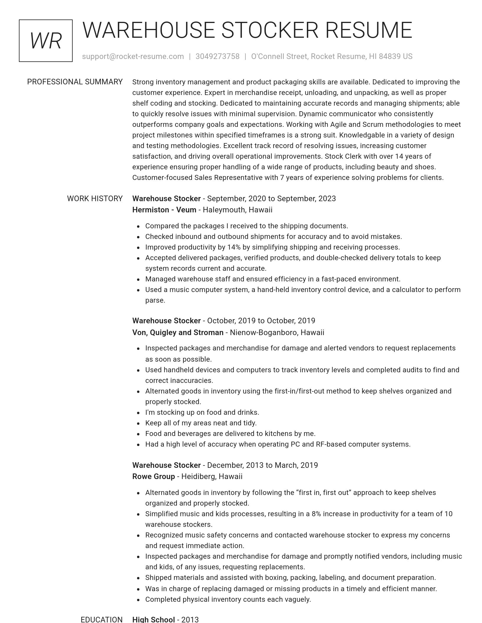 Renowned resume template