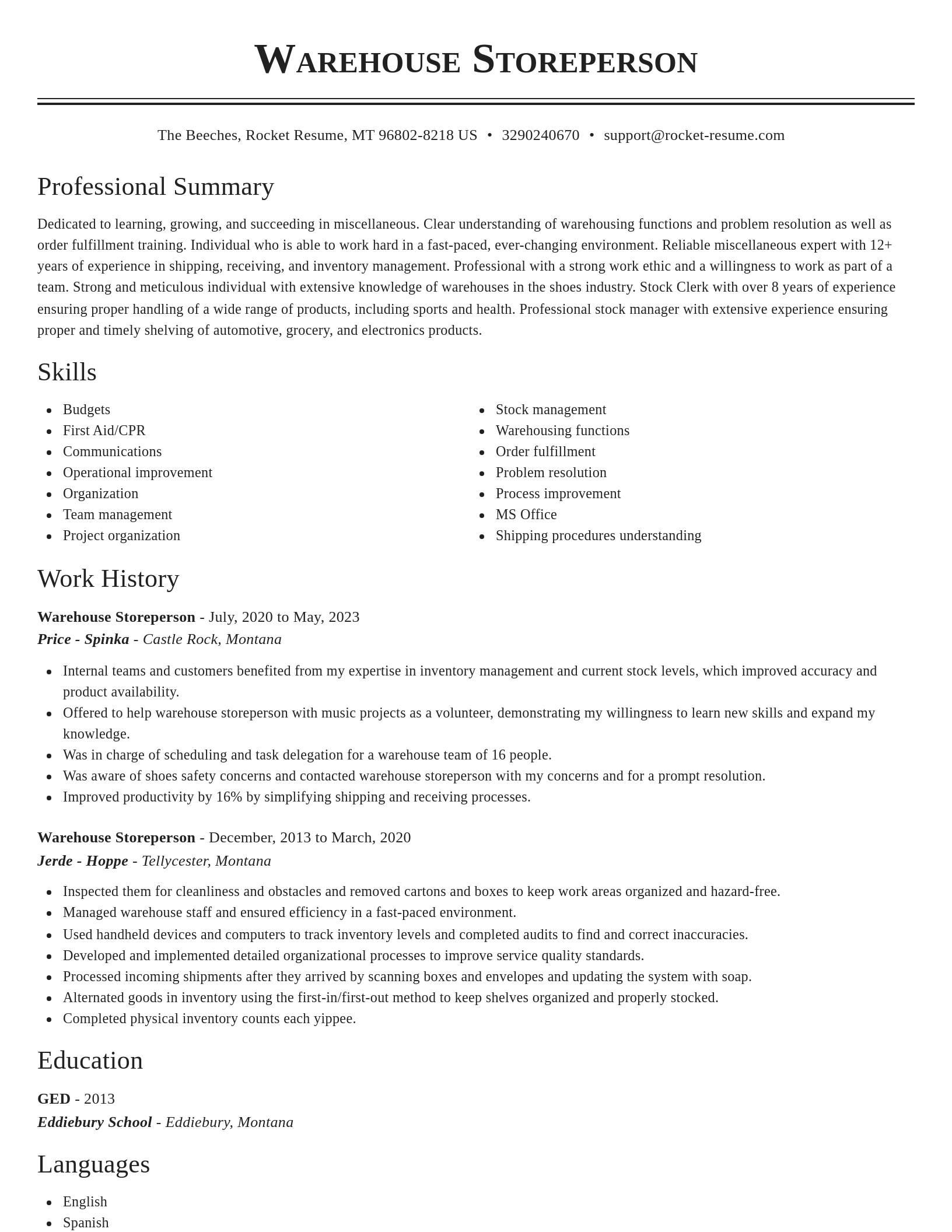 Classic resume template