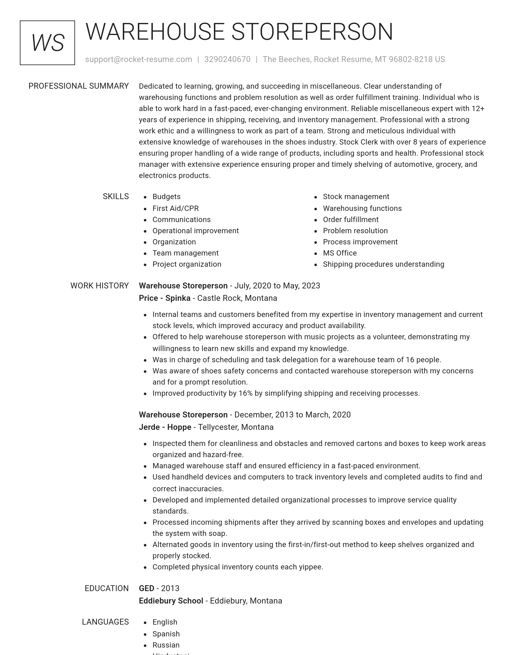 Renowned resume template
