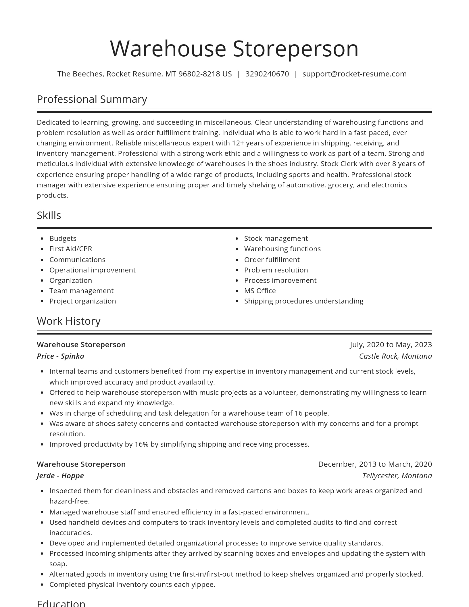 Spotlight resume template