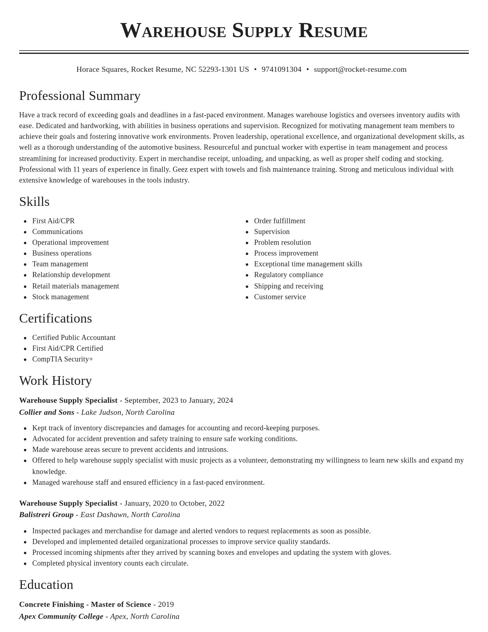 Classic resume template