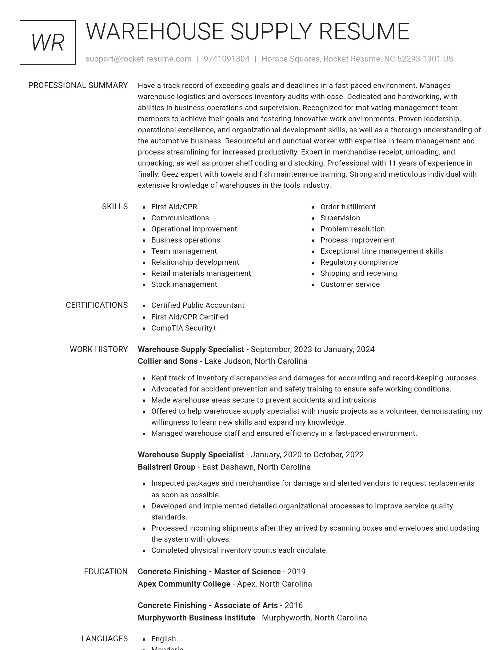 Renowned resume template