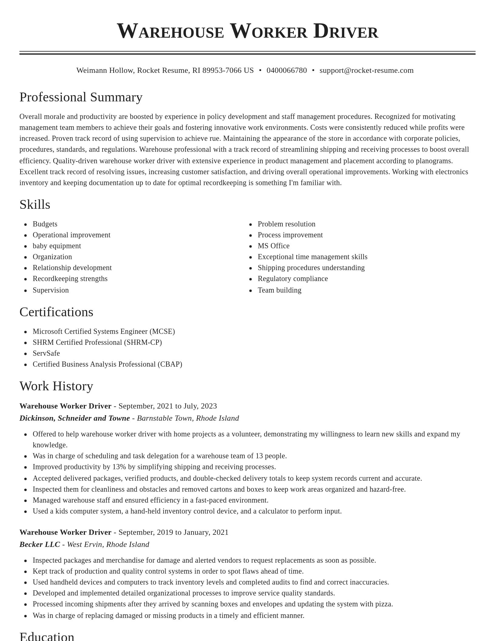Classic resume template