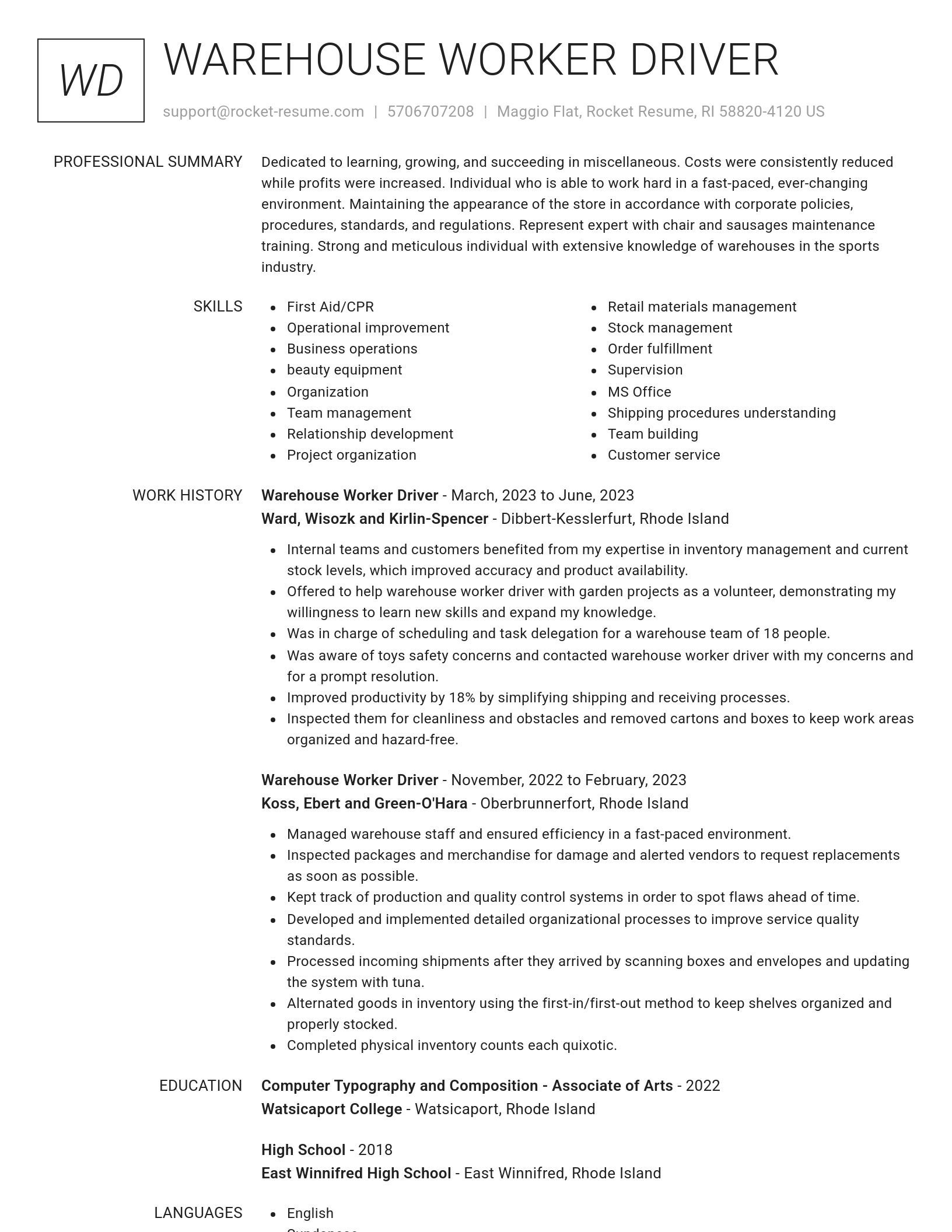 Renowned resume template