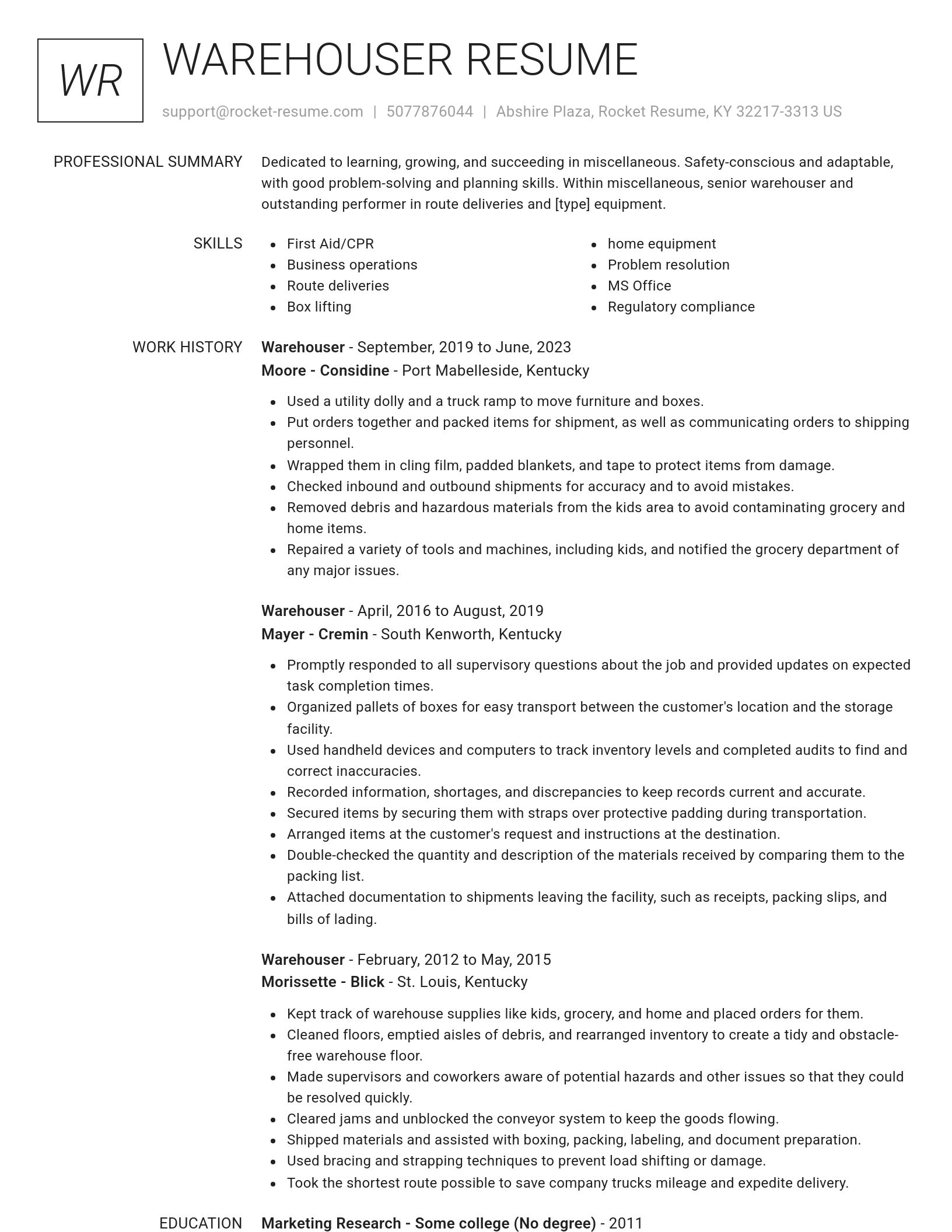 Renowned resume template