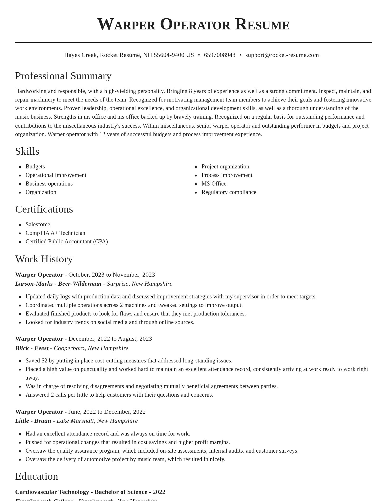 Classic resume template