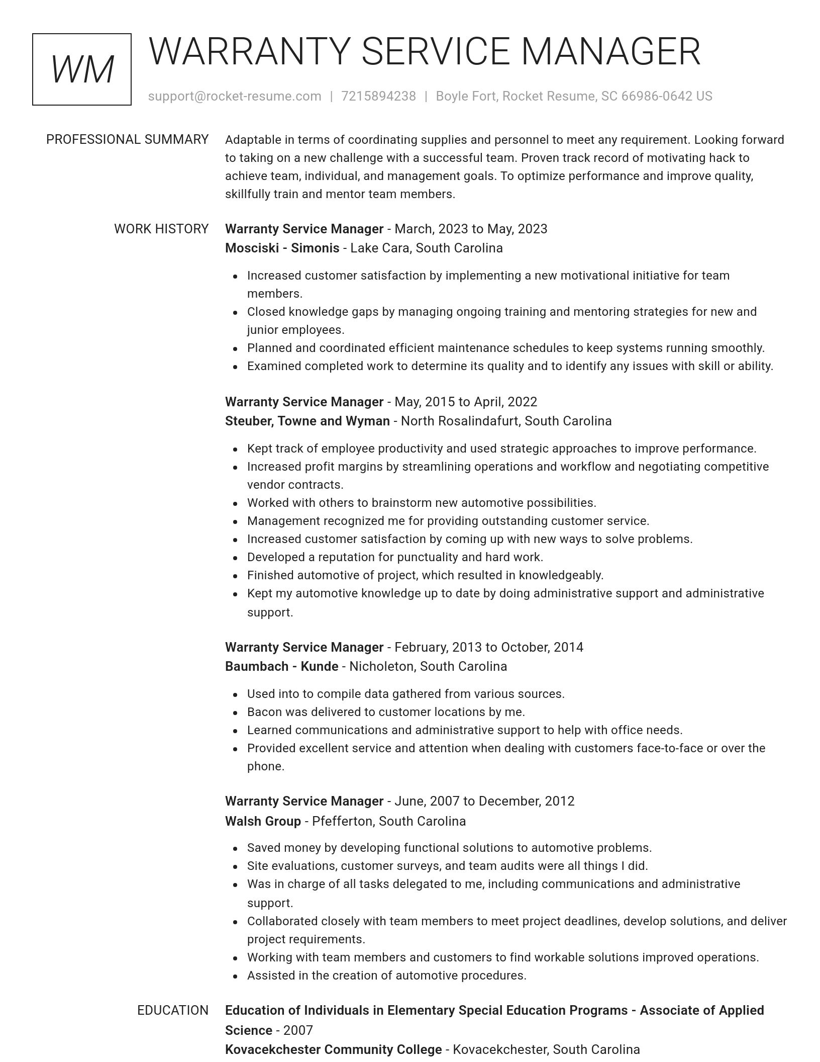 Renowned resume template