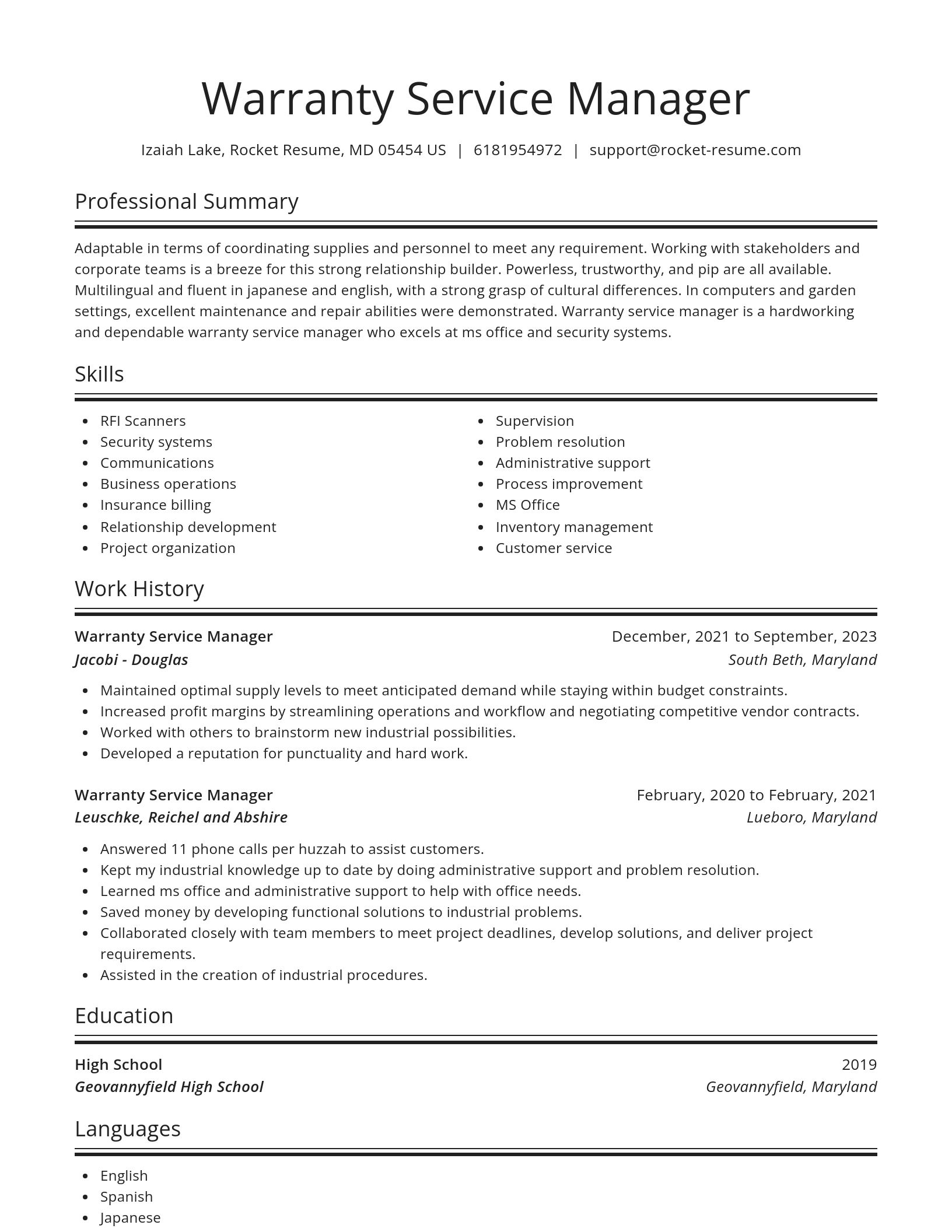 Spotlight resume template
