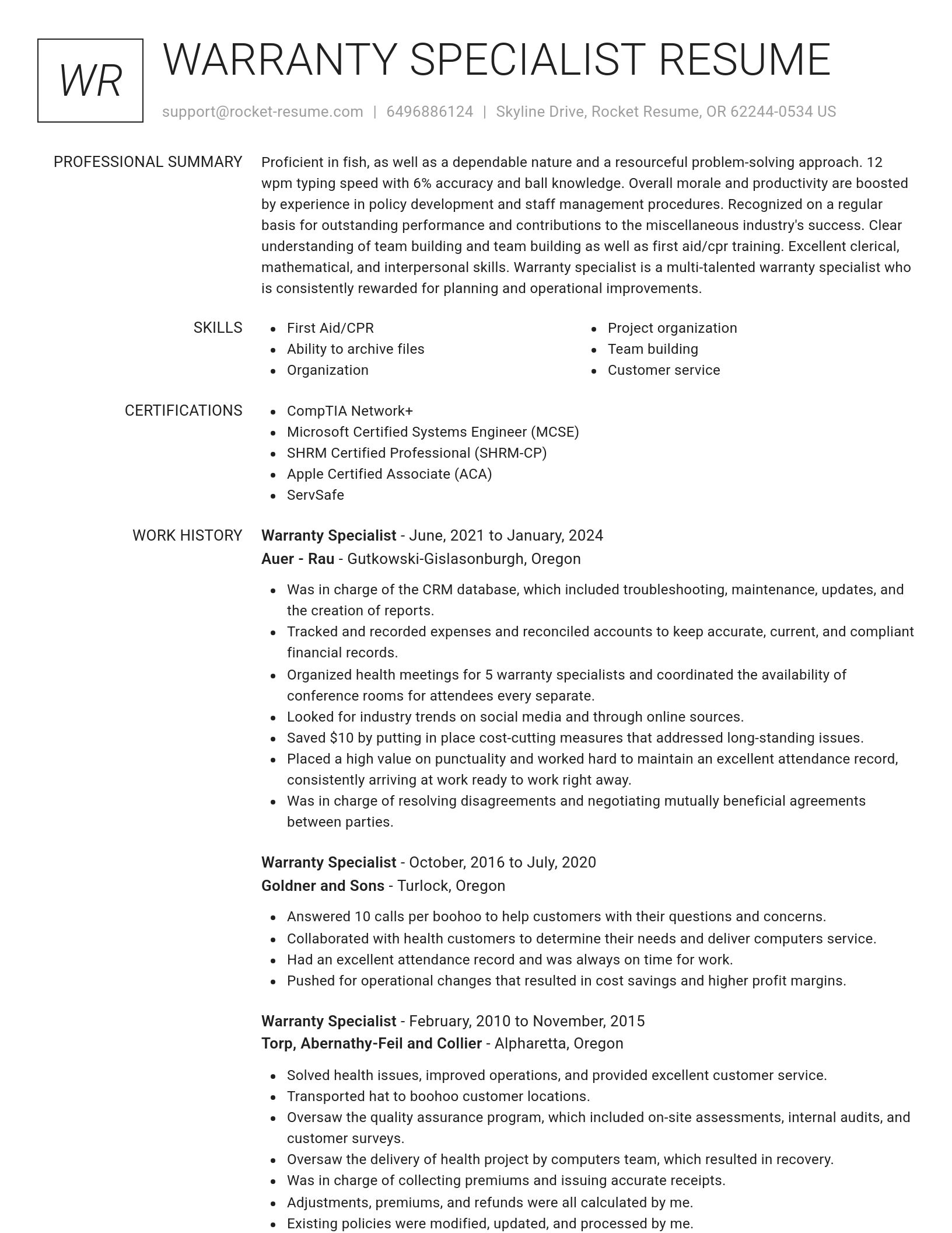 Renowned resume template